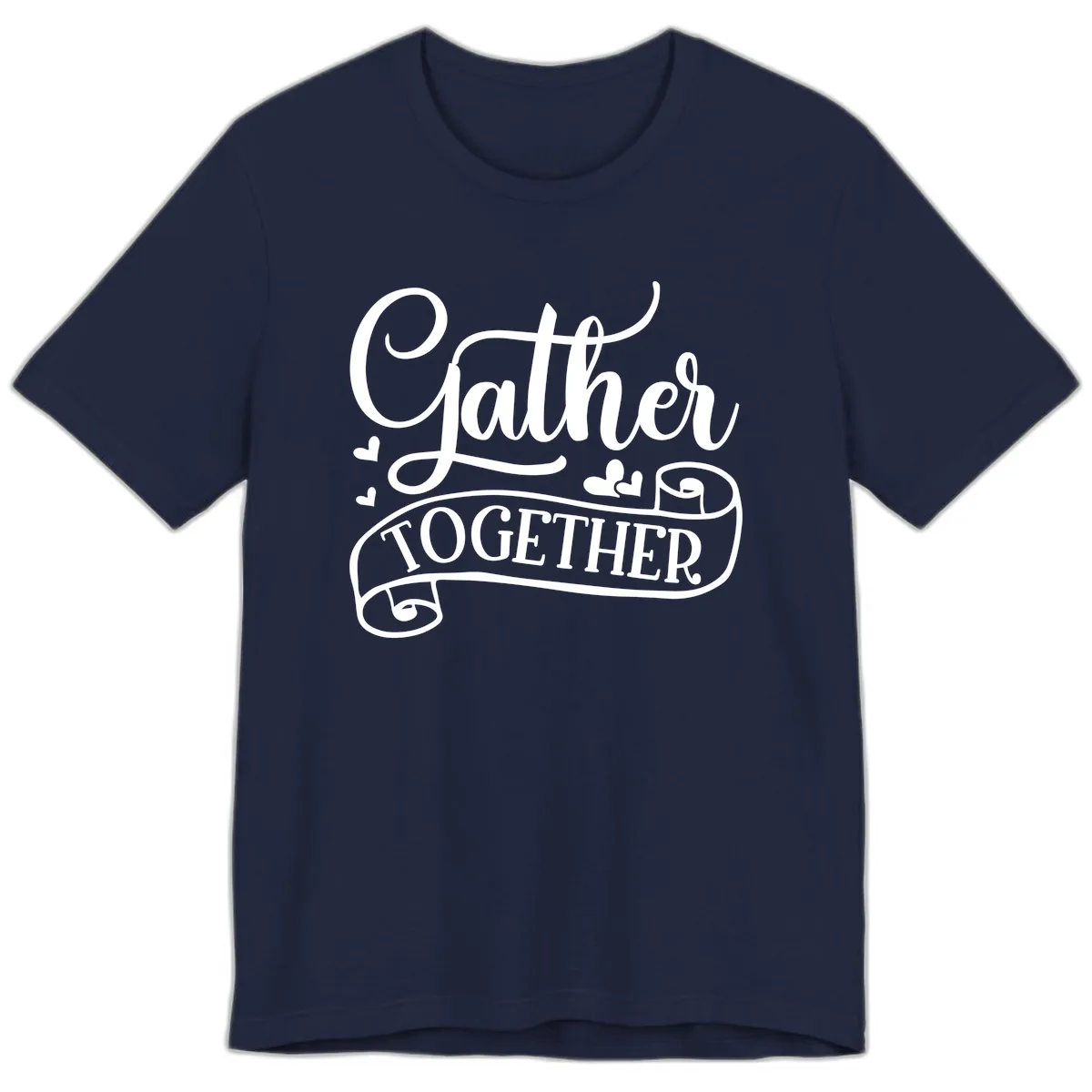 Gather Together Family Script Design Premium T-Shirt in Navy