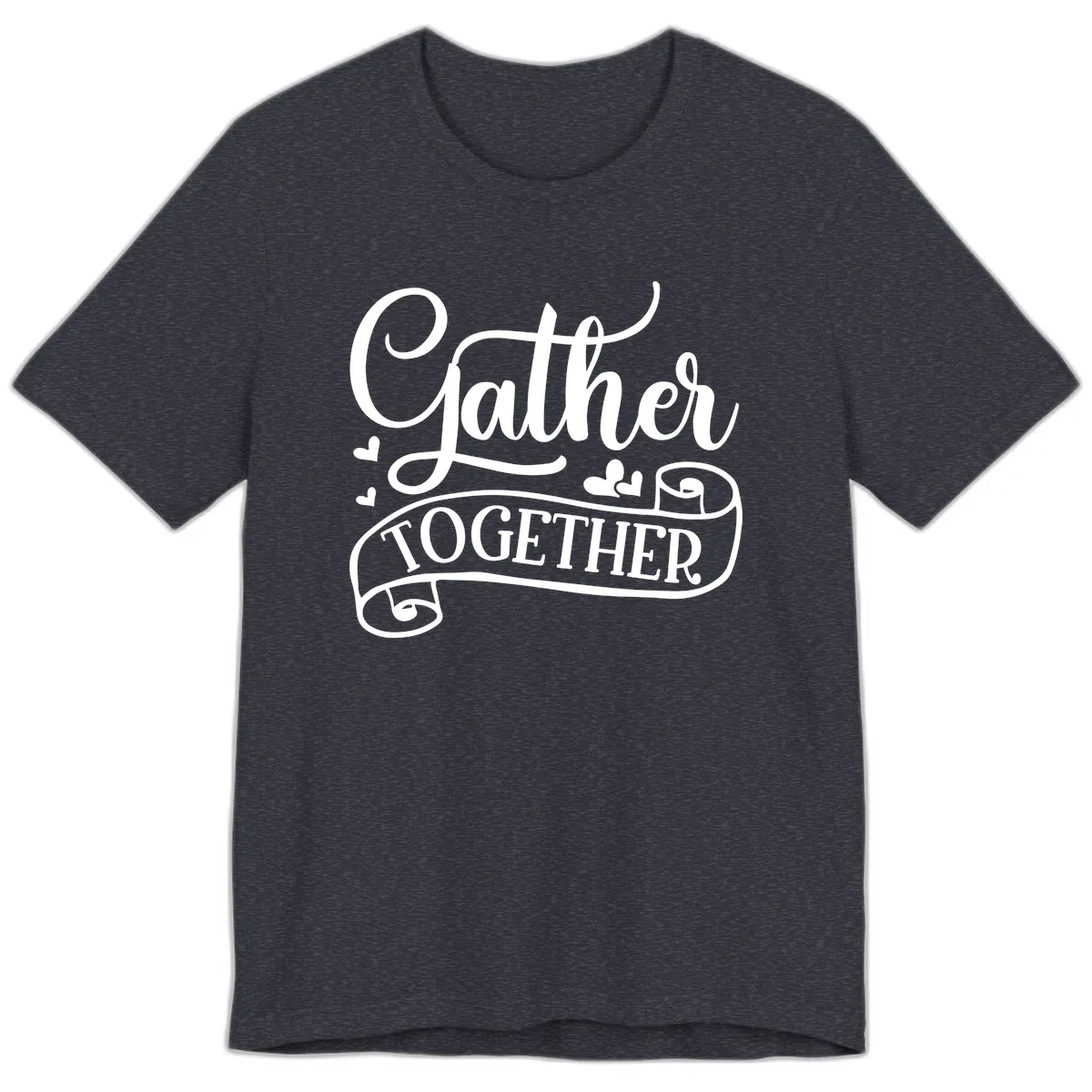 Gather Together Family Script Design Premium T-Shirt in Heather Navy