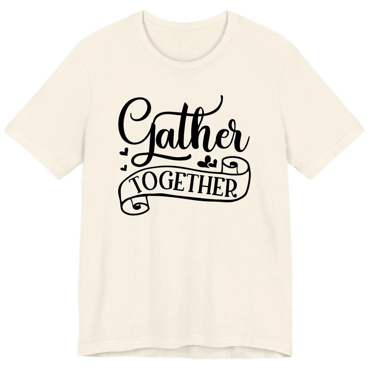 Gather Together Family Script Design Premium T-Shirt in Natural