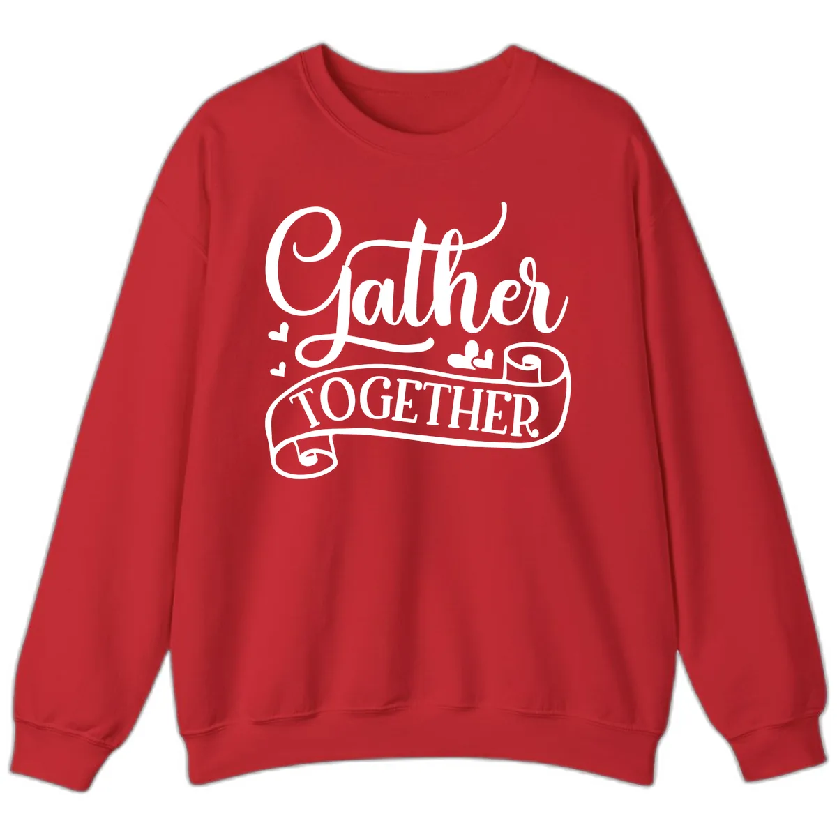 Gather Together Family Script Design Sweatshirt in Red