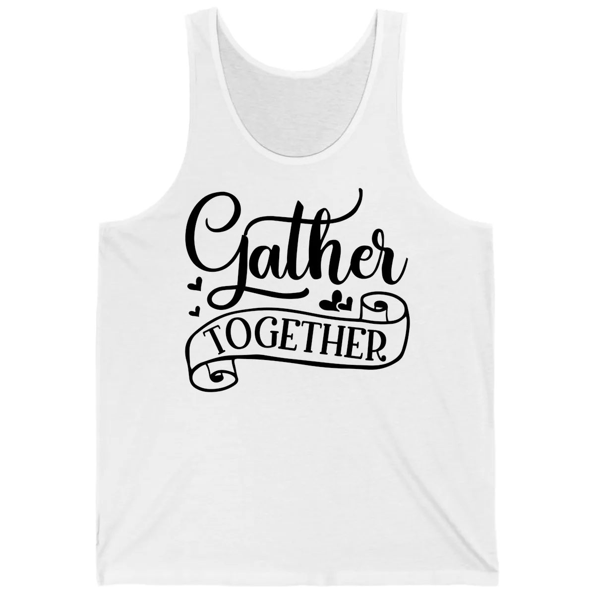 Gather Together Family Script Design Tank in White