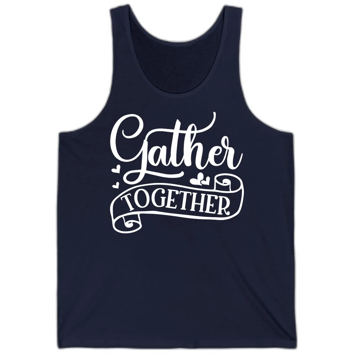 Gather Together Family Script Design Tank in Navy