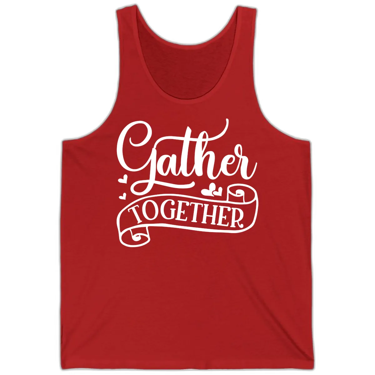 Gather Together Family Script Design Tank in Red