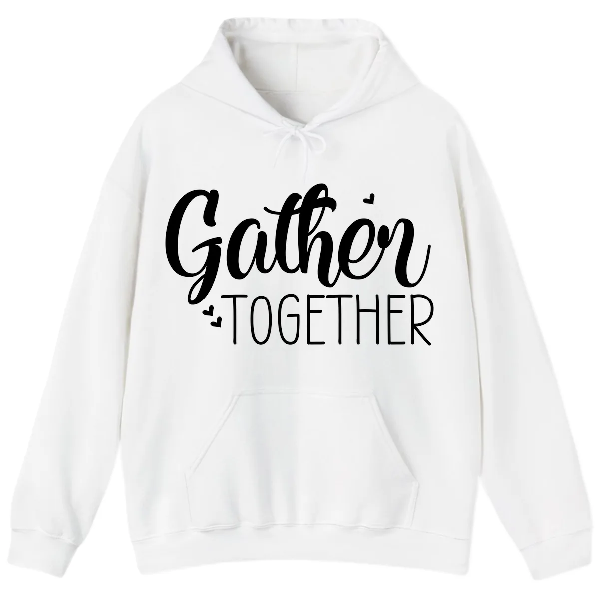 Gather Together Script Design Hoodie in White