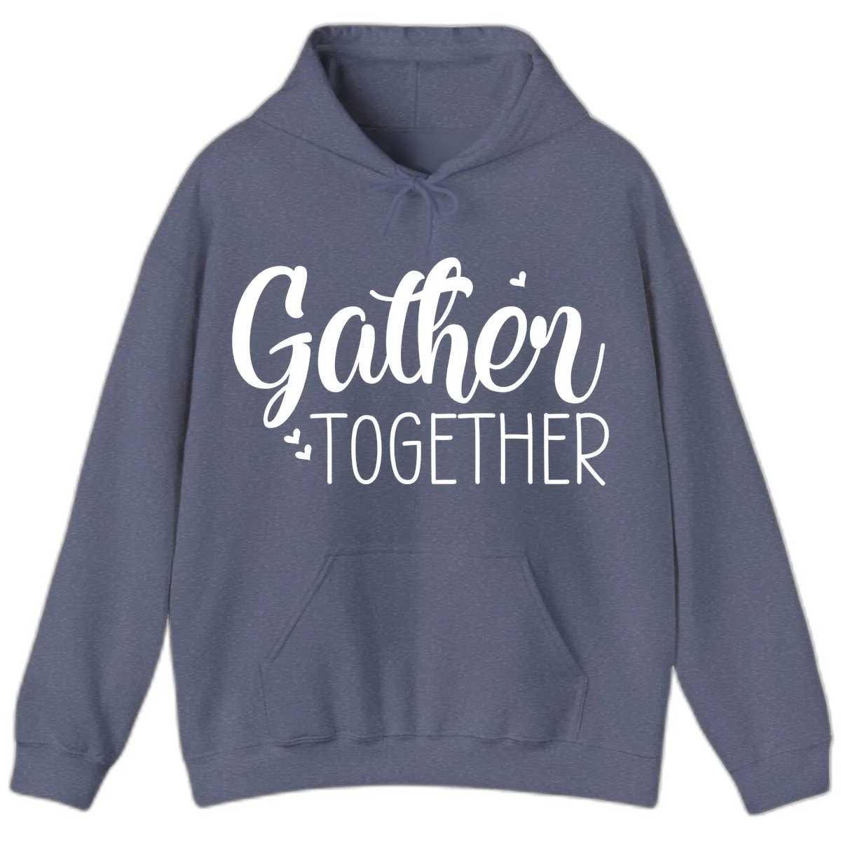 Gather Together Script Design Hoodie in Heather Navy