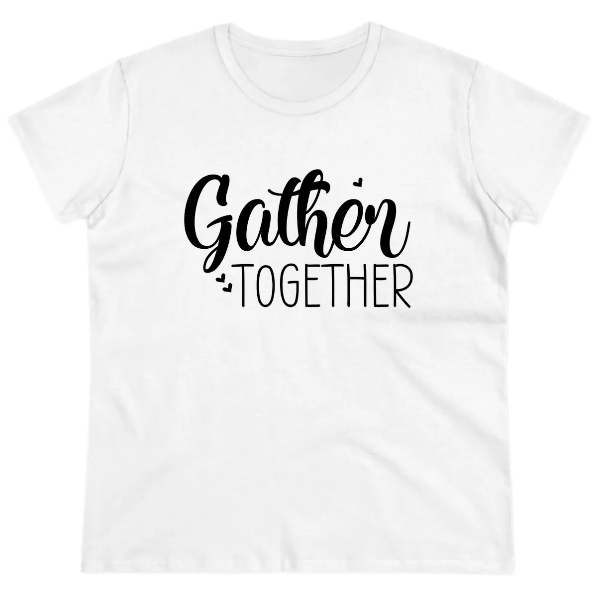 Gather Together Script Design Ladies Tee in White