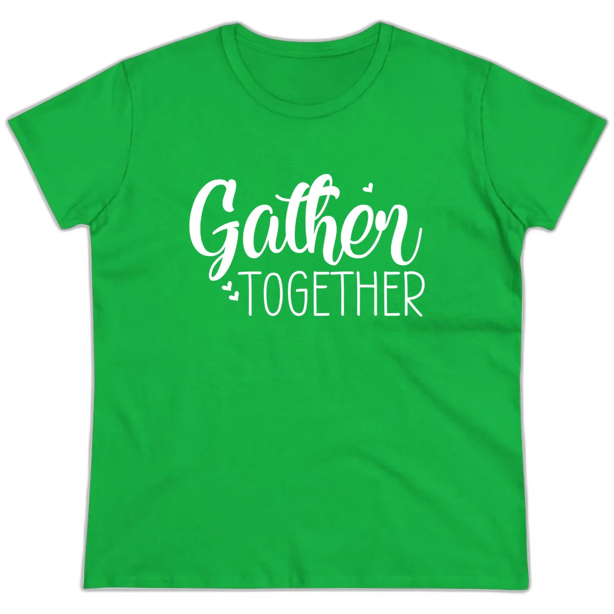 Gather Together Script Design Ladies Tee in Irish Green