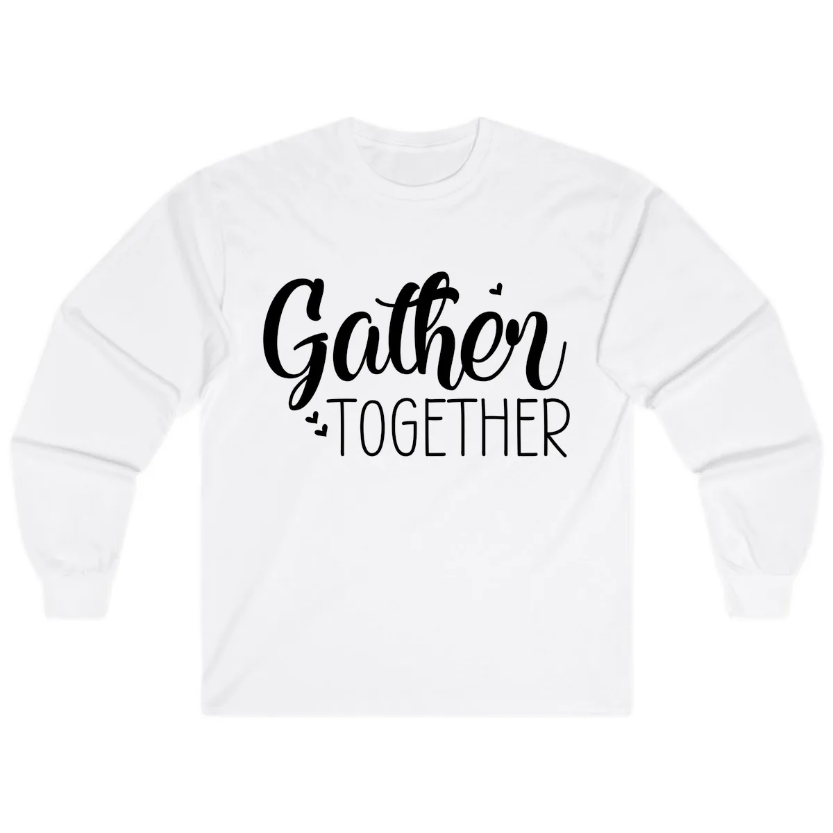 Gather Together Script Design Long Sleeve in White
