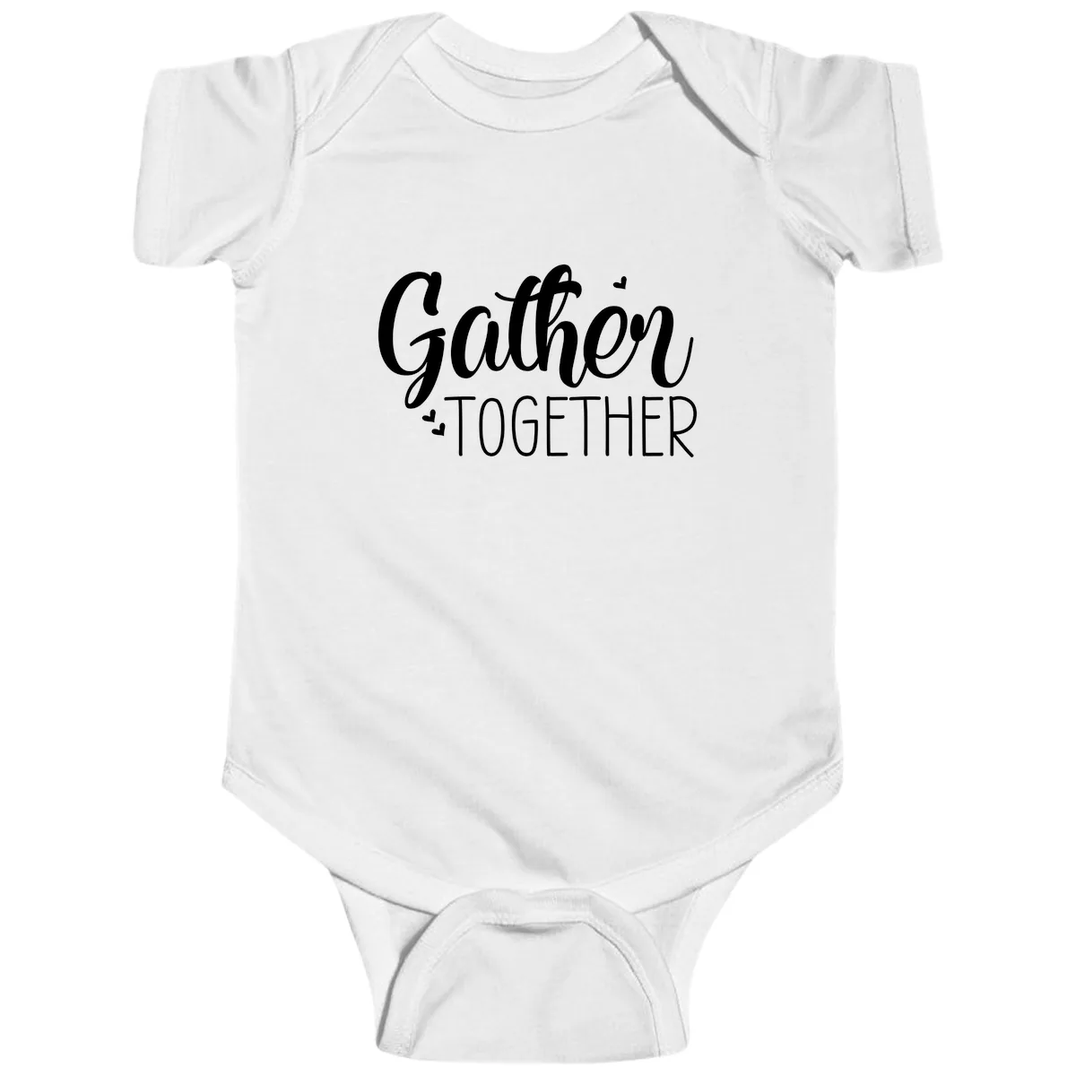 Gather Together Script Design Baby Onesie in White