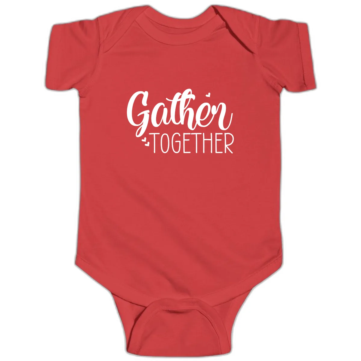 Gather Together Script Design Baby Onesie in Red