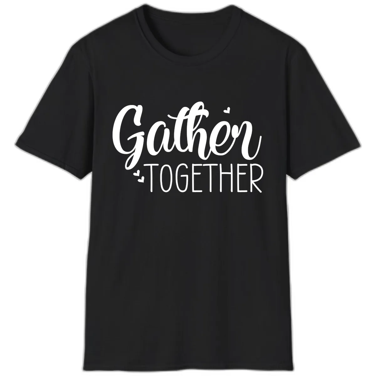 Gather Together Script Design T-Shirt in Black
