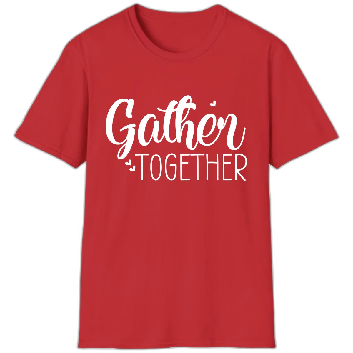 Gather Together Script Design T-Shirt in Red