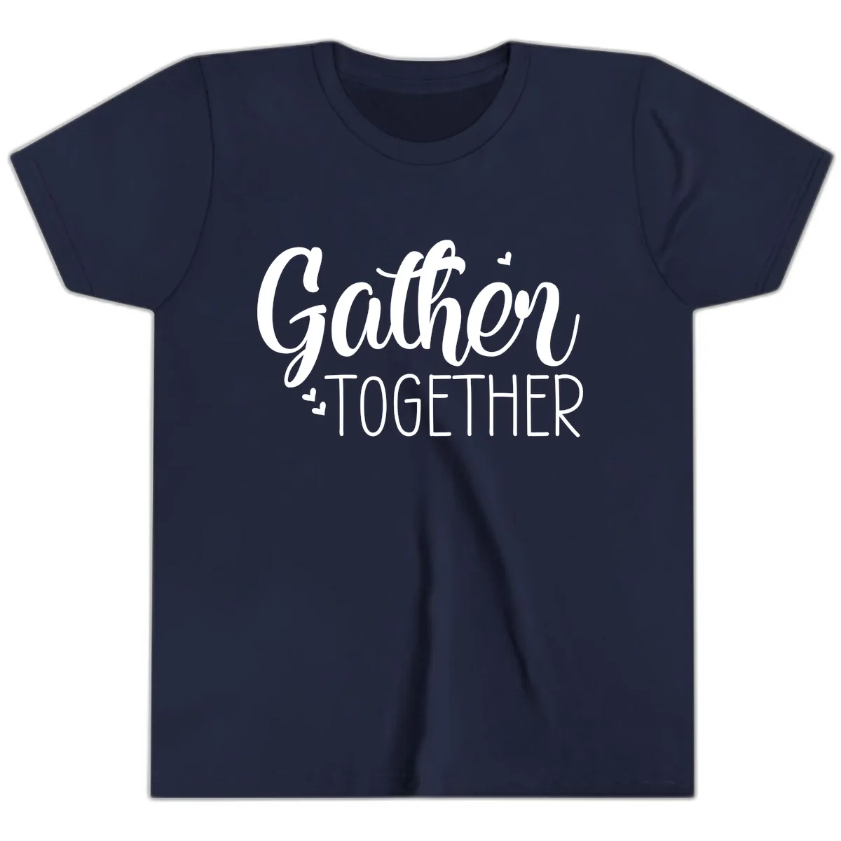 Gather Together Script Design Youth T-Shirt in Navy