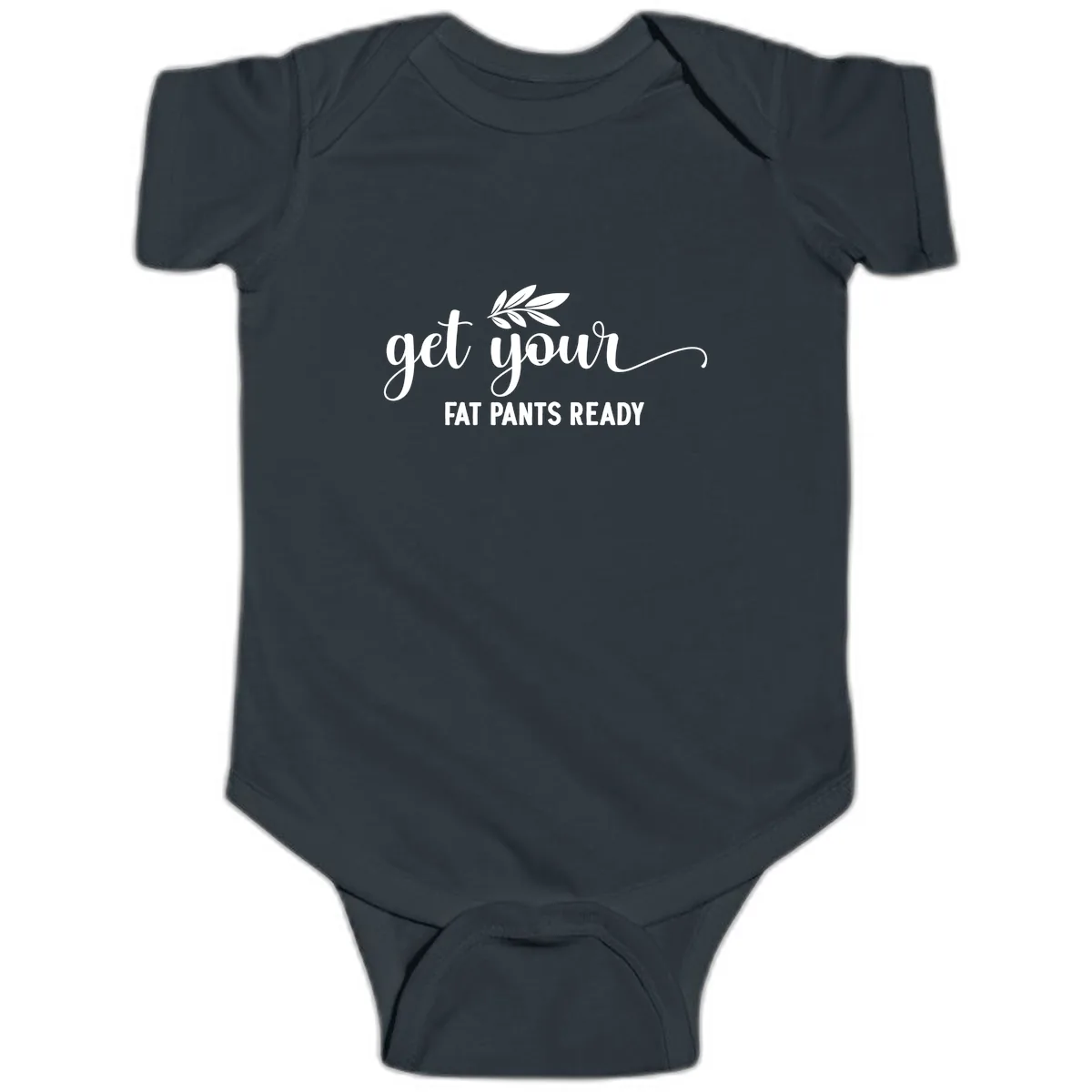 Get Your Fat Pants Ready Holiday Design Baby Onesie in Black