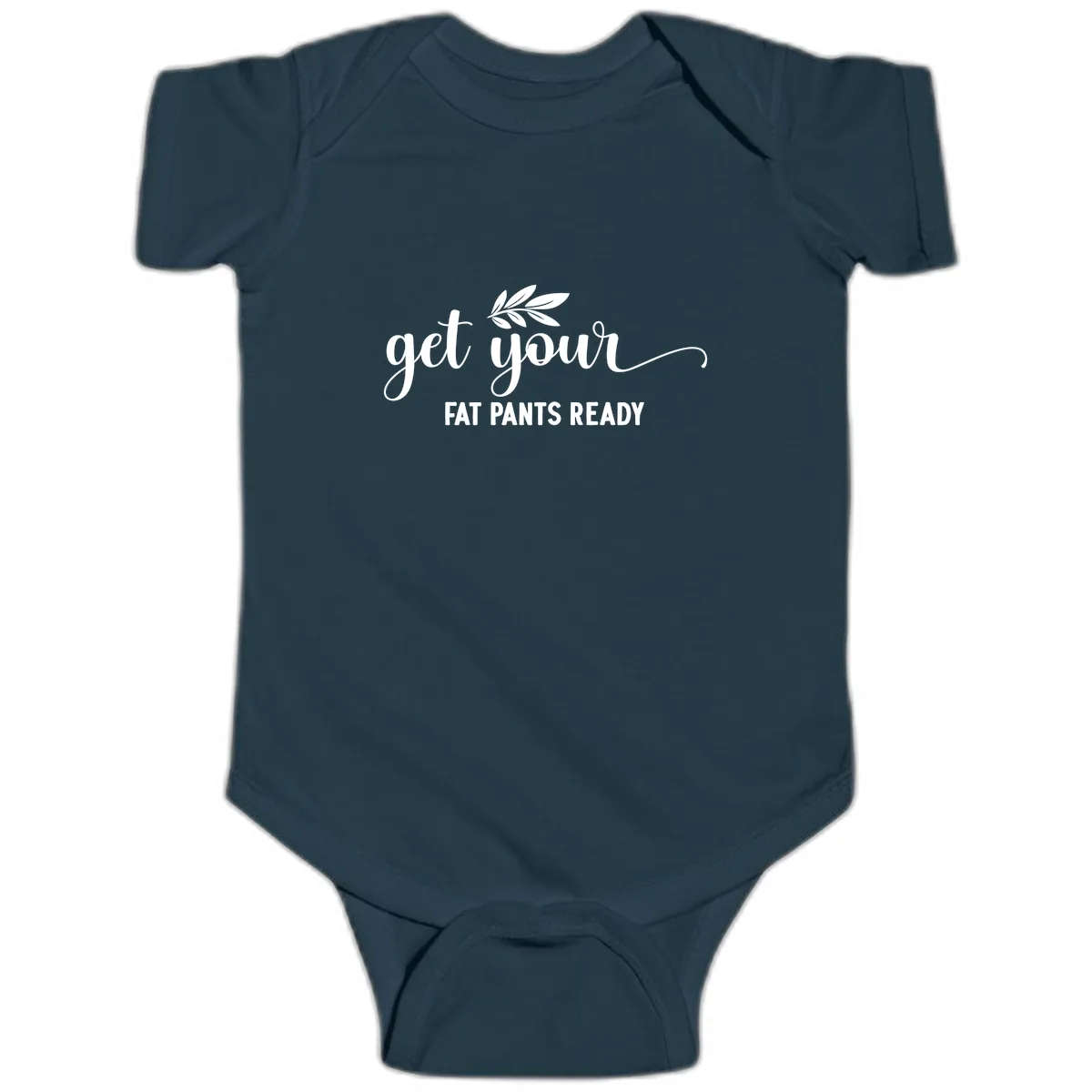 Get Your Fat Pants Ready Holiday Design Baby Onesie in Navy