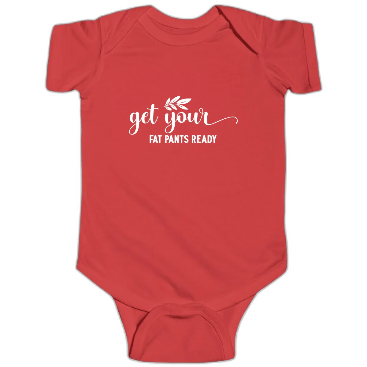 Get Your Fat Pants Ready Holiday Design Baby Onesie in Red