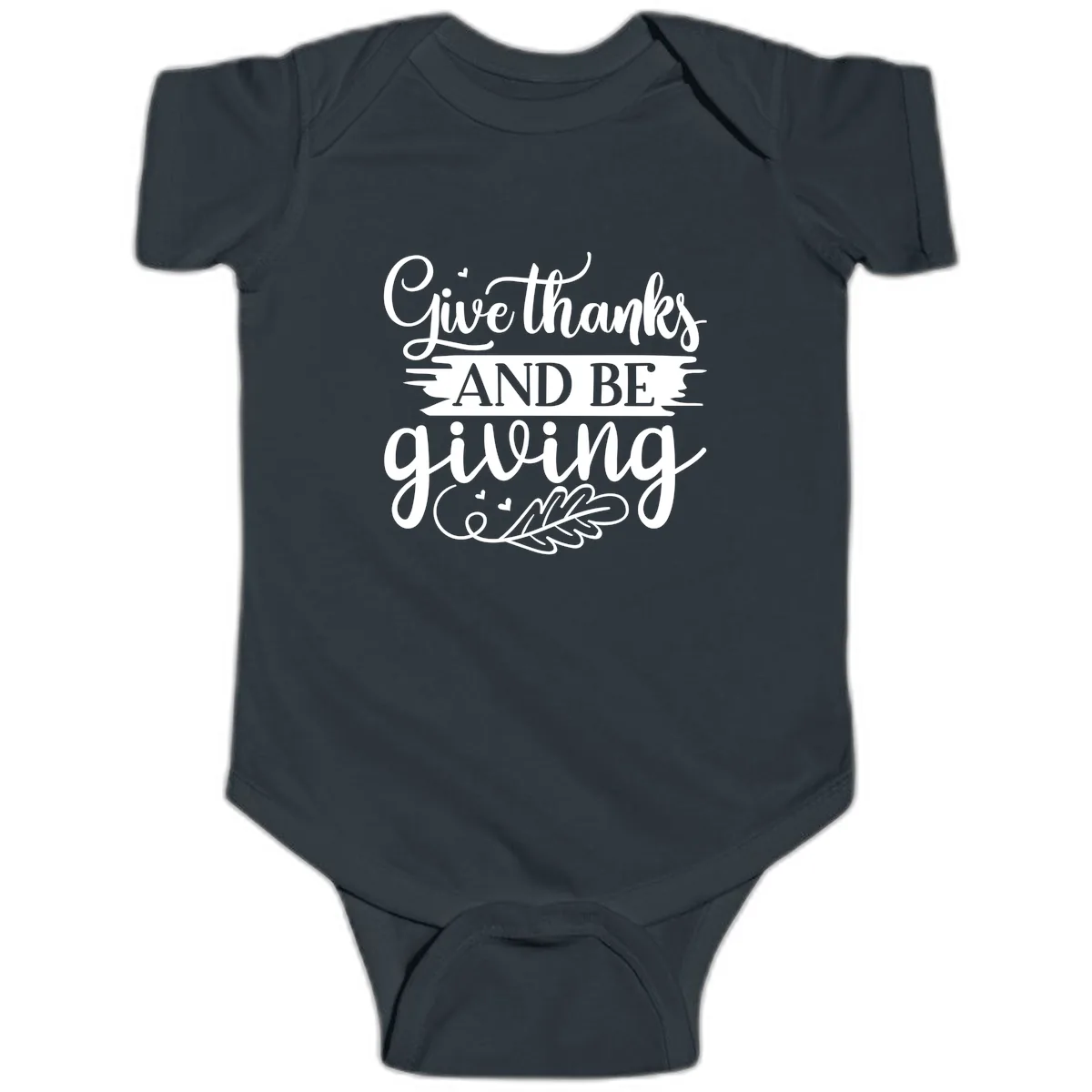 Give Thanks And Be Giving Thanksgiving Design Baby Onesie in Black