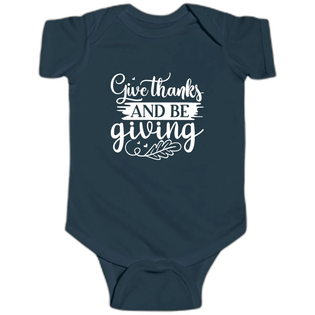 Give Thanks And Be Giving Thanksgiving Design Baby Onesie in Navy