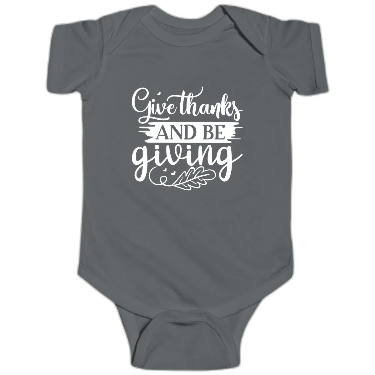 Give Thanks And Be Giving Thanksgiving Design Baby Onesie in Charcoal
