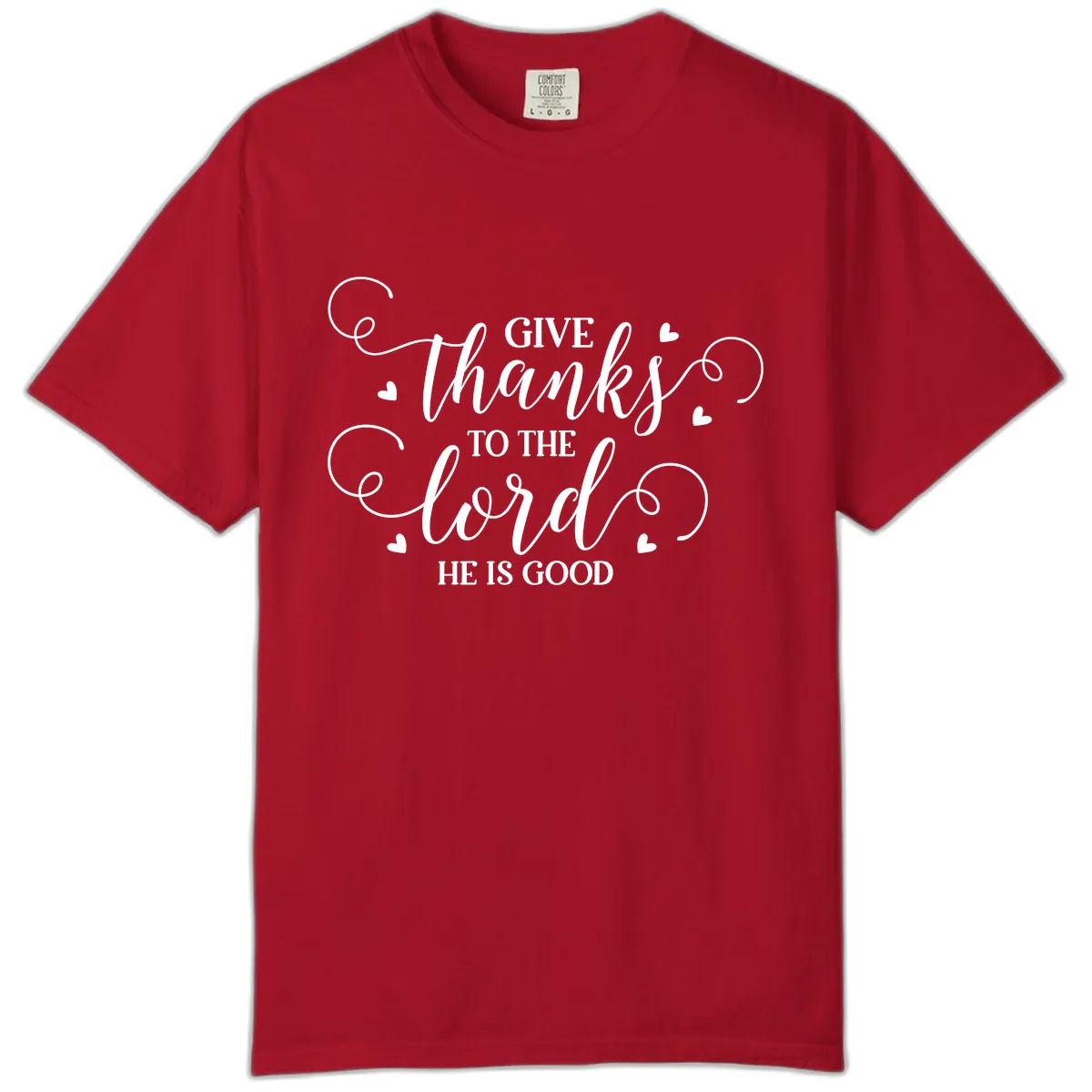 Give Thanks To The Lord Christian Typography Comfort Color in Red