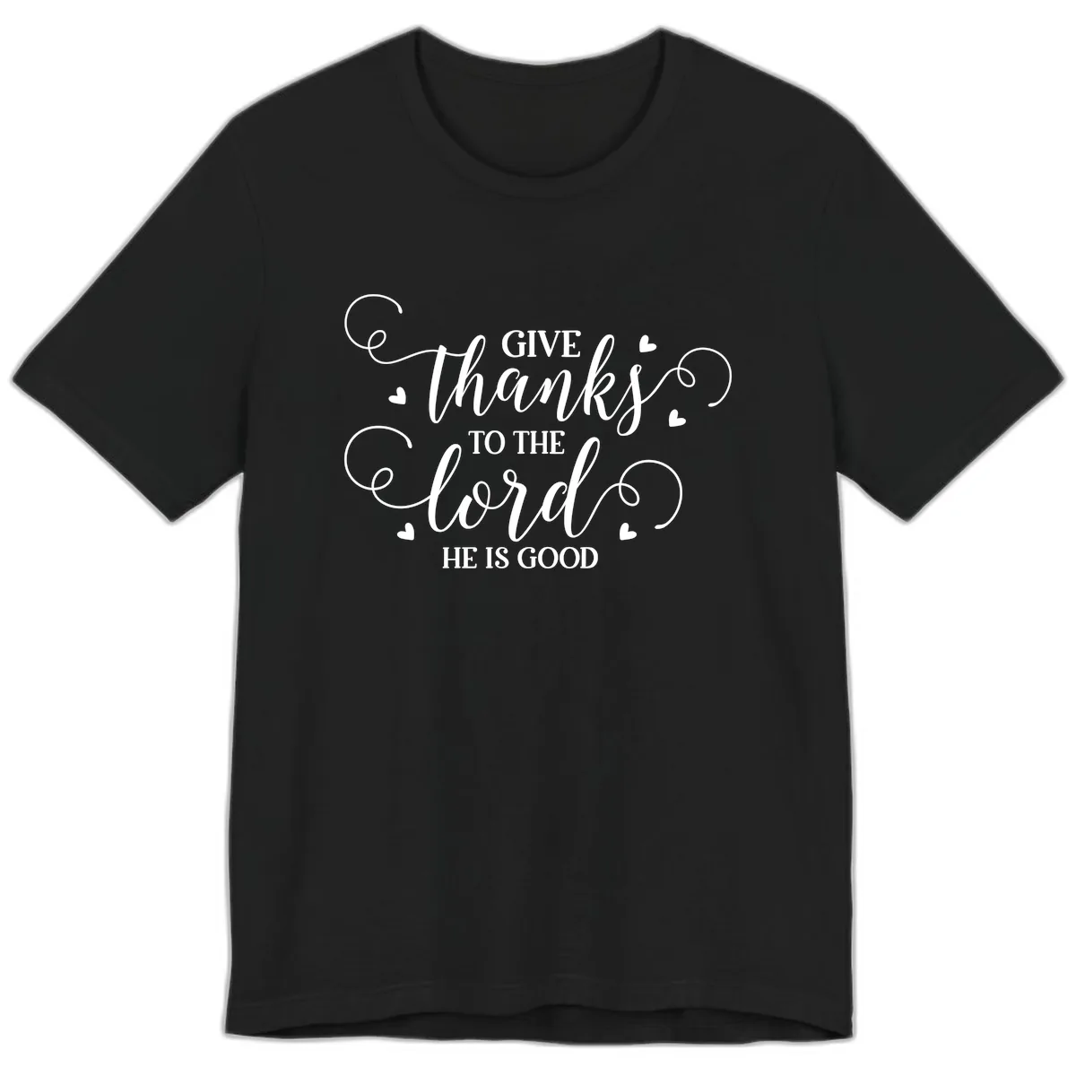 Give Thanks To The Lord Christian Typography Premium T-Shirt in Black