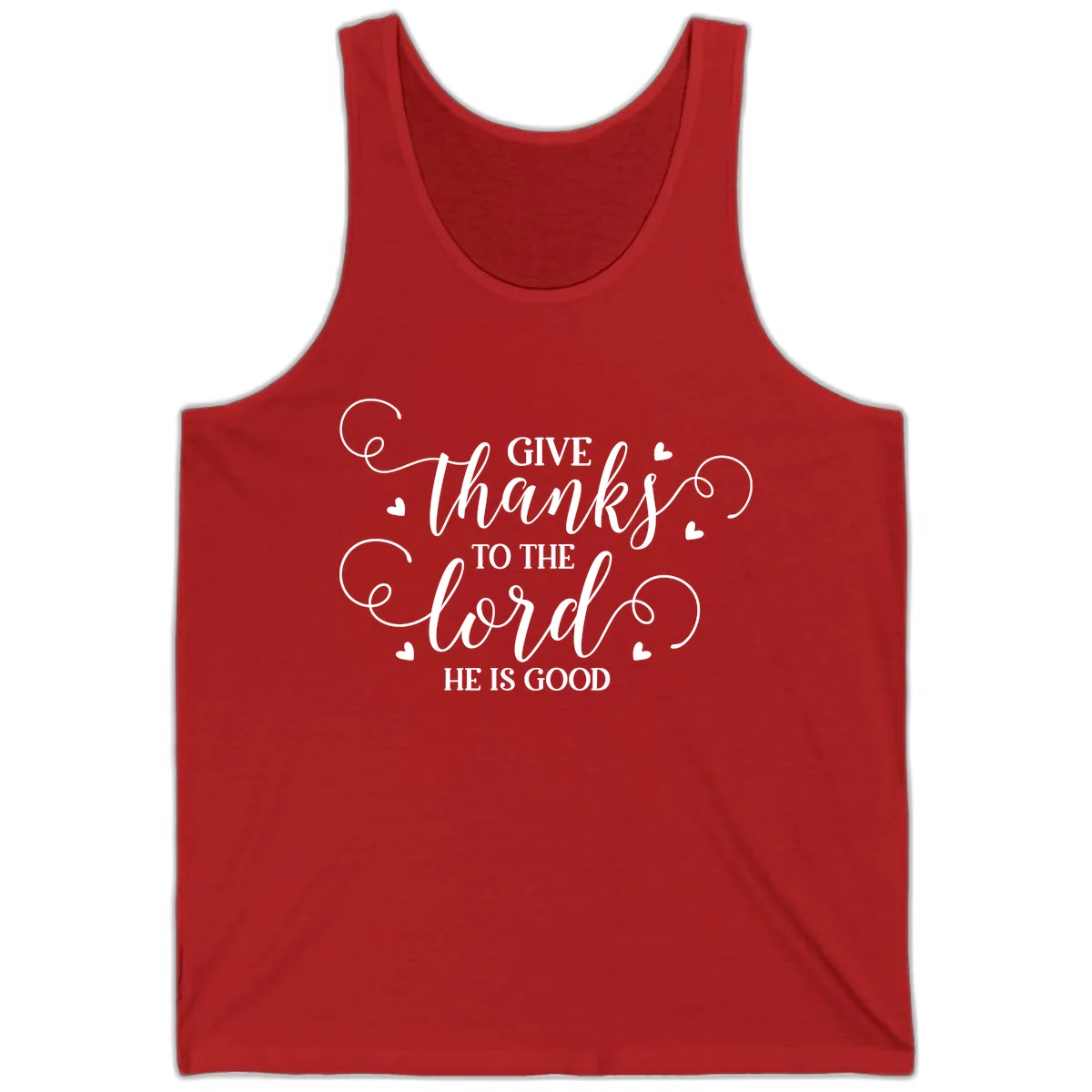 Give Thanks To The Lord Christian Typography Tank in Red