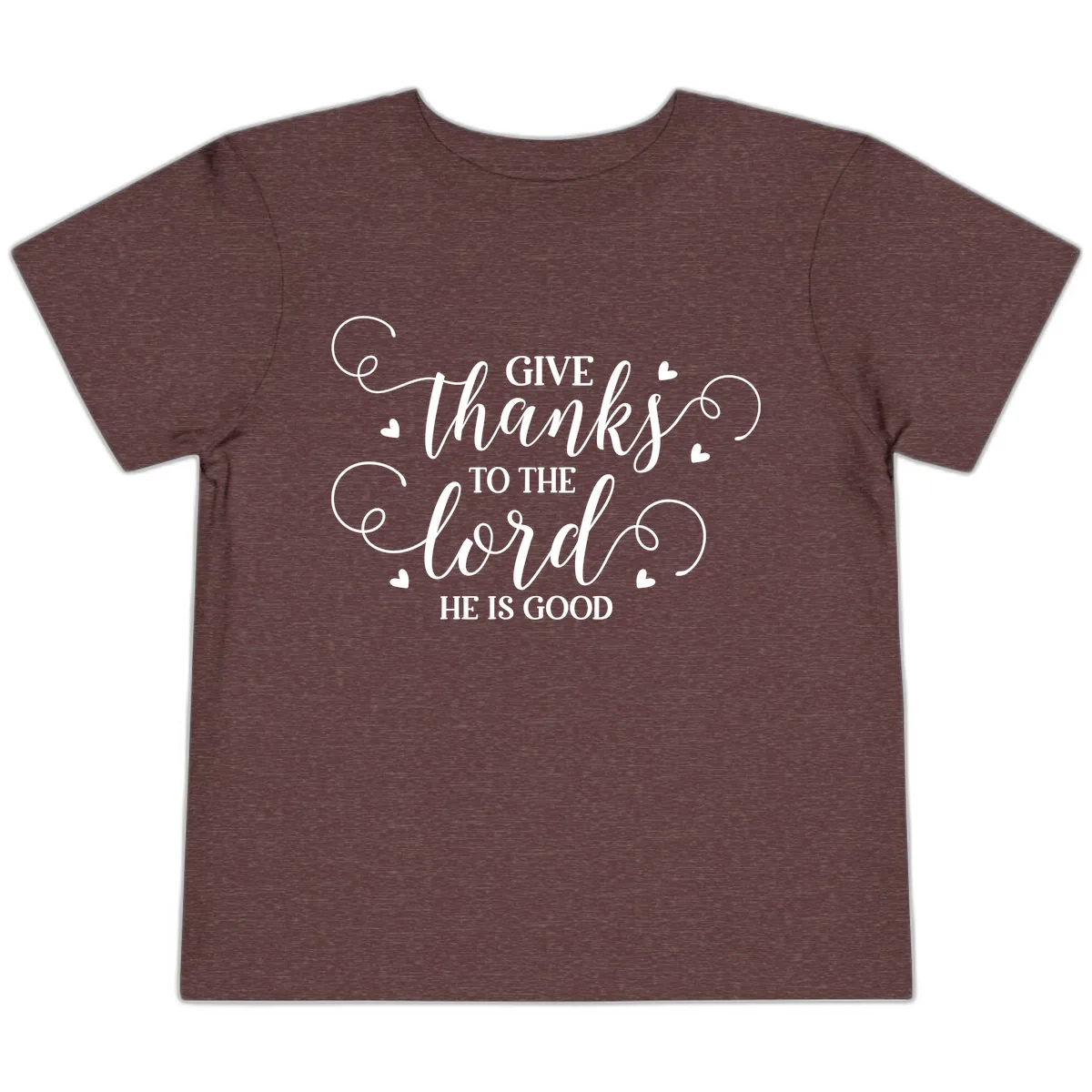 Give Thanks To The Lord Christian Typography Toddler T-Shirt in Heather Maroon