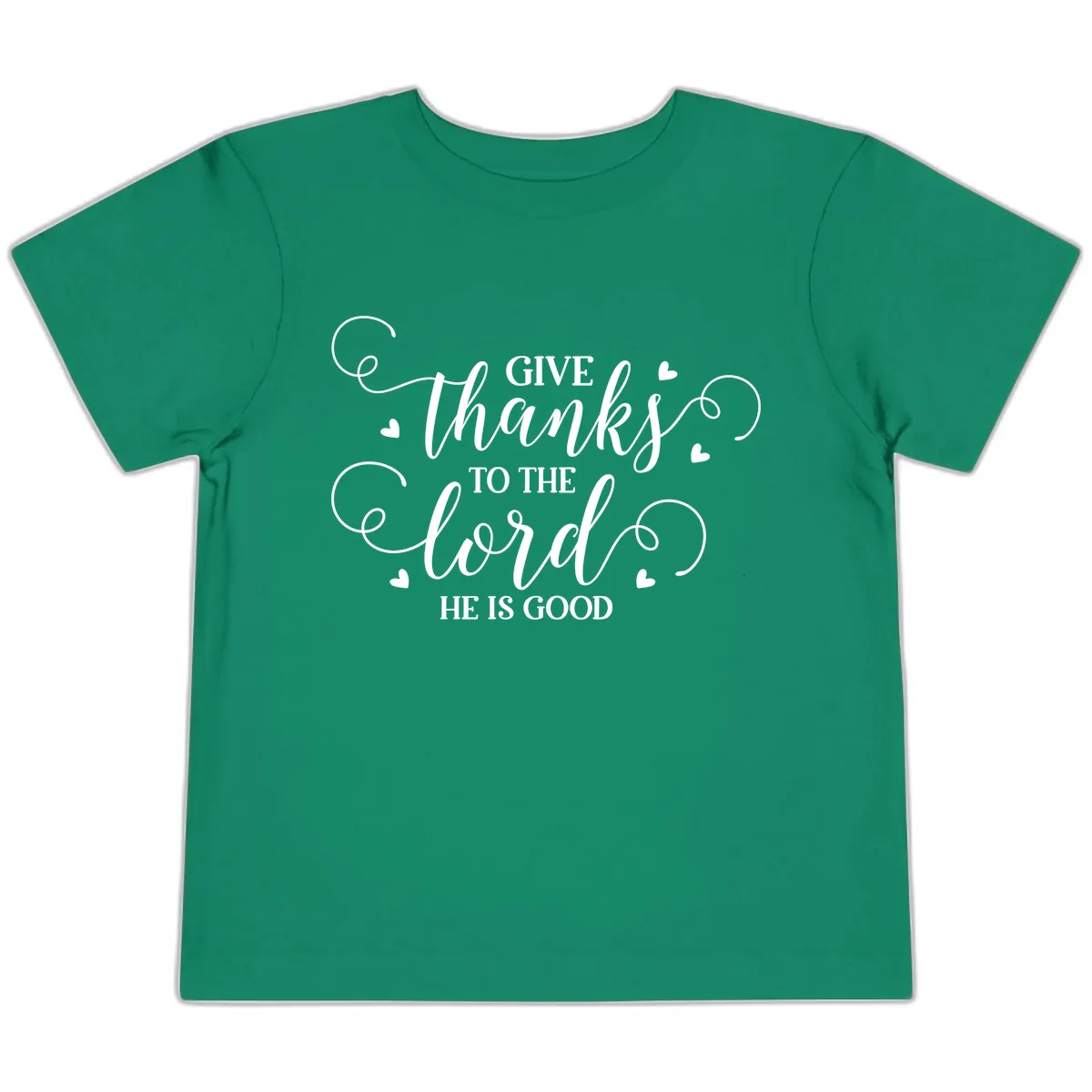 Give Thanks To The Lord Christian Typography Toddler T-Shirt in Kelly