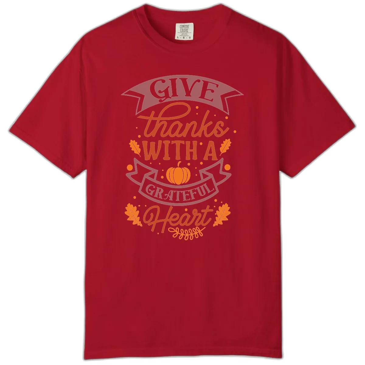 Give Thanks With A Grateful Heart Thanksgiving Comfort Color in Red