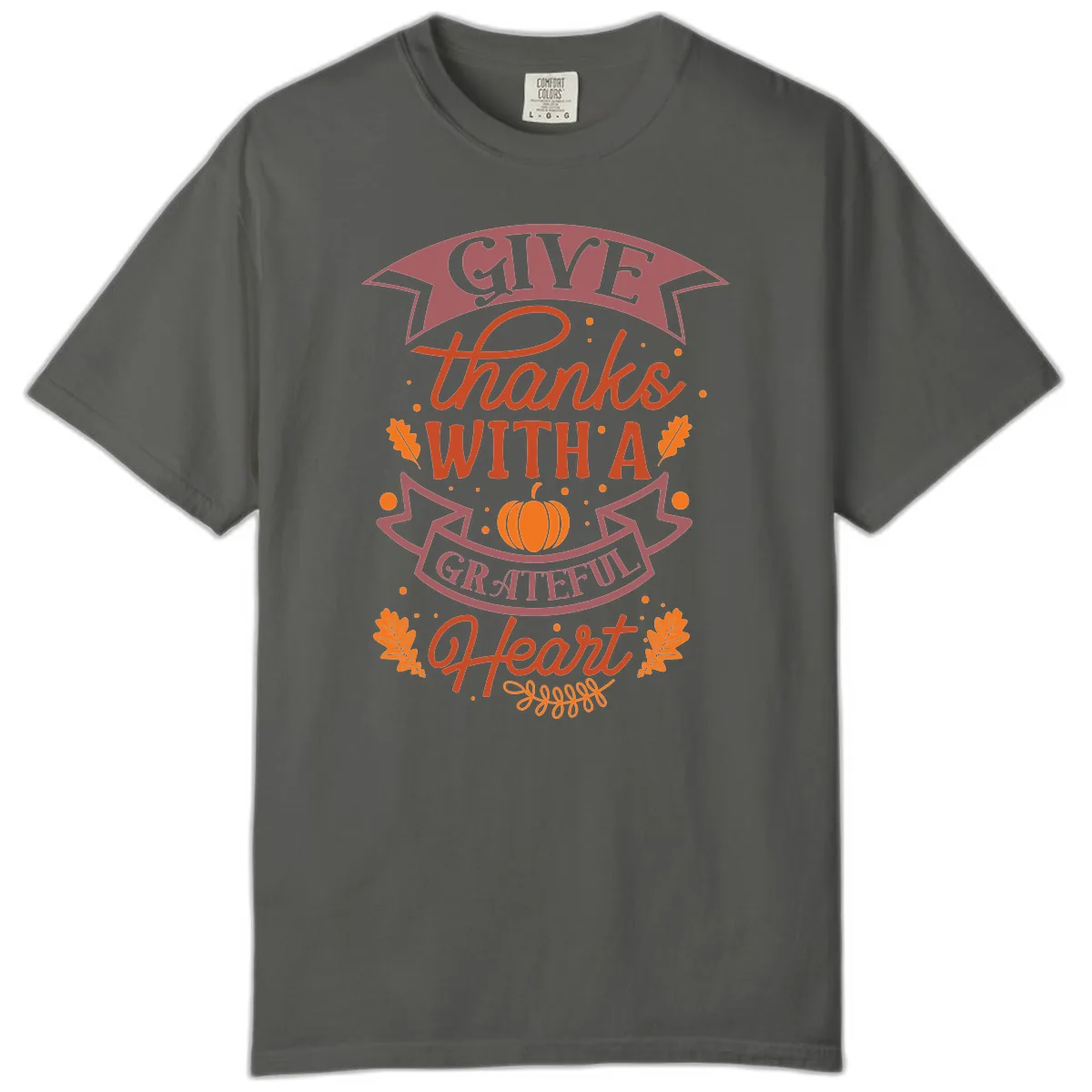 Give Thanks With A Grateful Heart Thanksgiving Comfort Color in Pepper