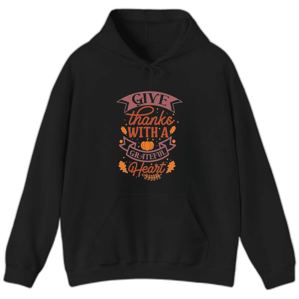Give Thanks With A Grateful Heart Thanksgiving Hoodie in Black
