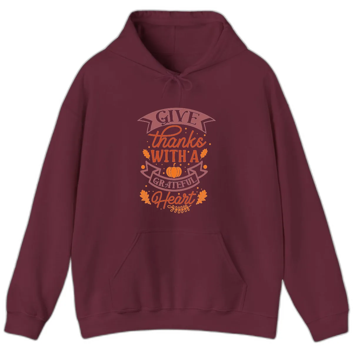 Give Thanks With A Grateful Heart Thanksgiving Hoodie in Maroon