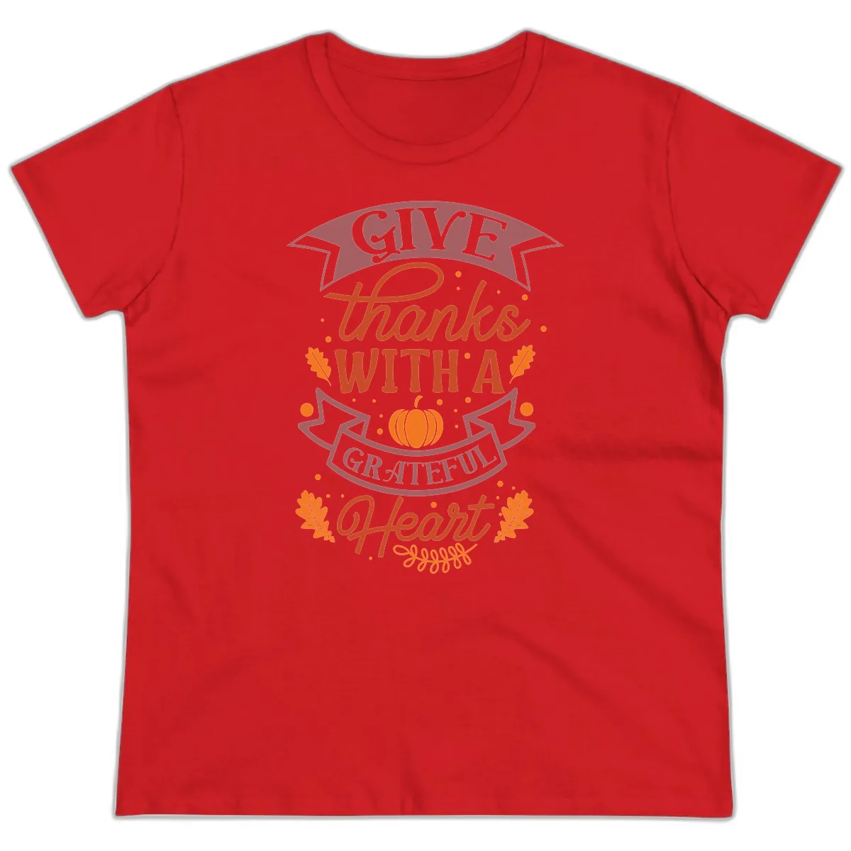 Give Thanks With A Grateful Heart Thanksgiving Ladies Tee in Red