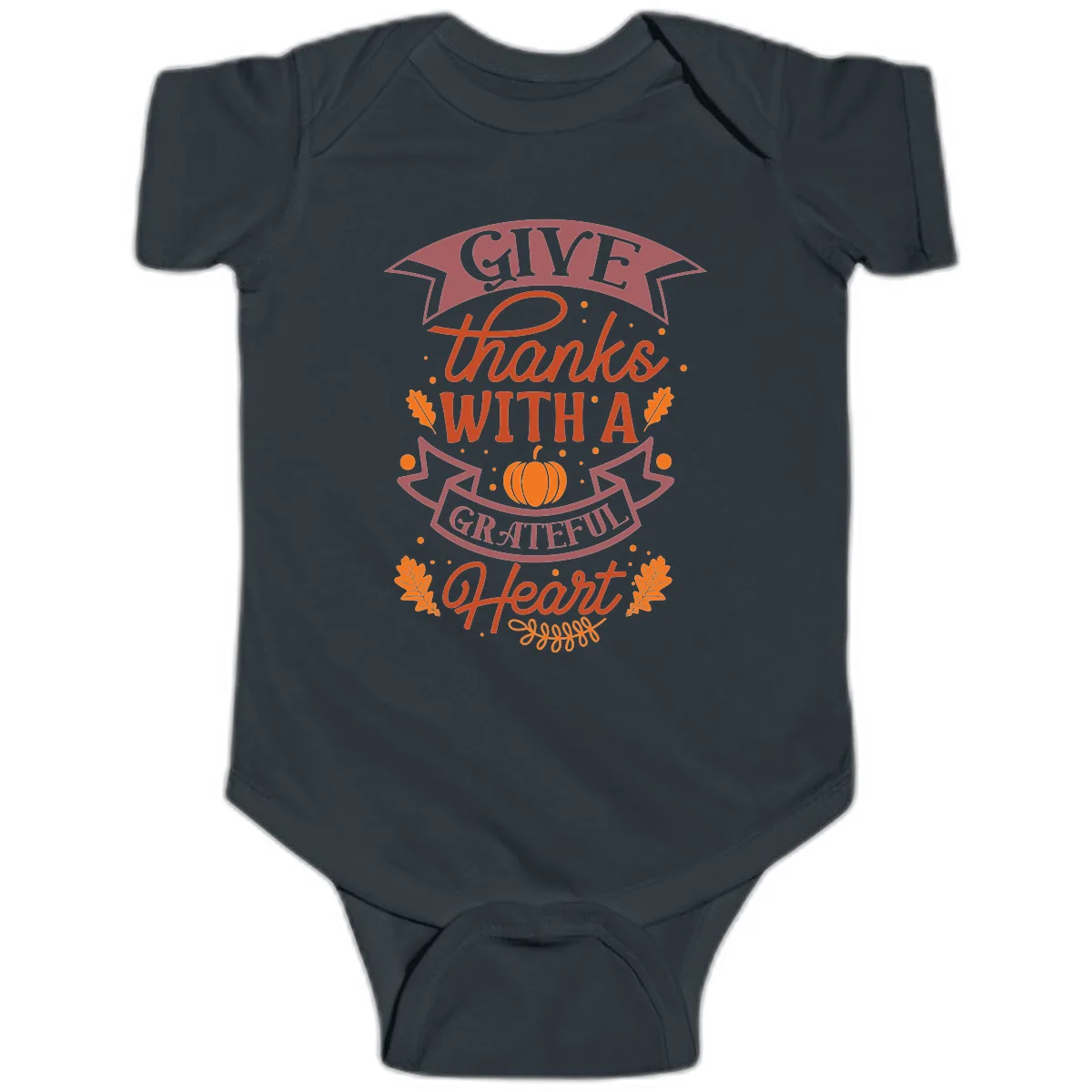 Give Thanks With A Grateful Heart Thanksgiving Baby Onesie in Black