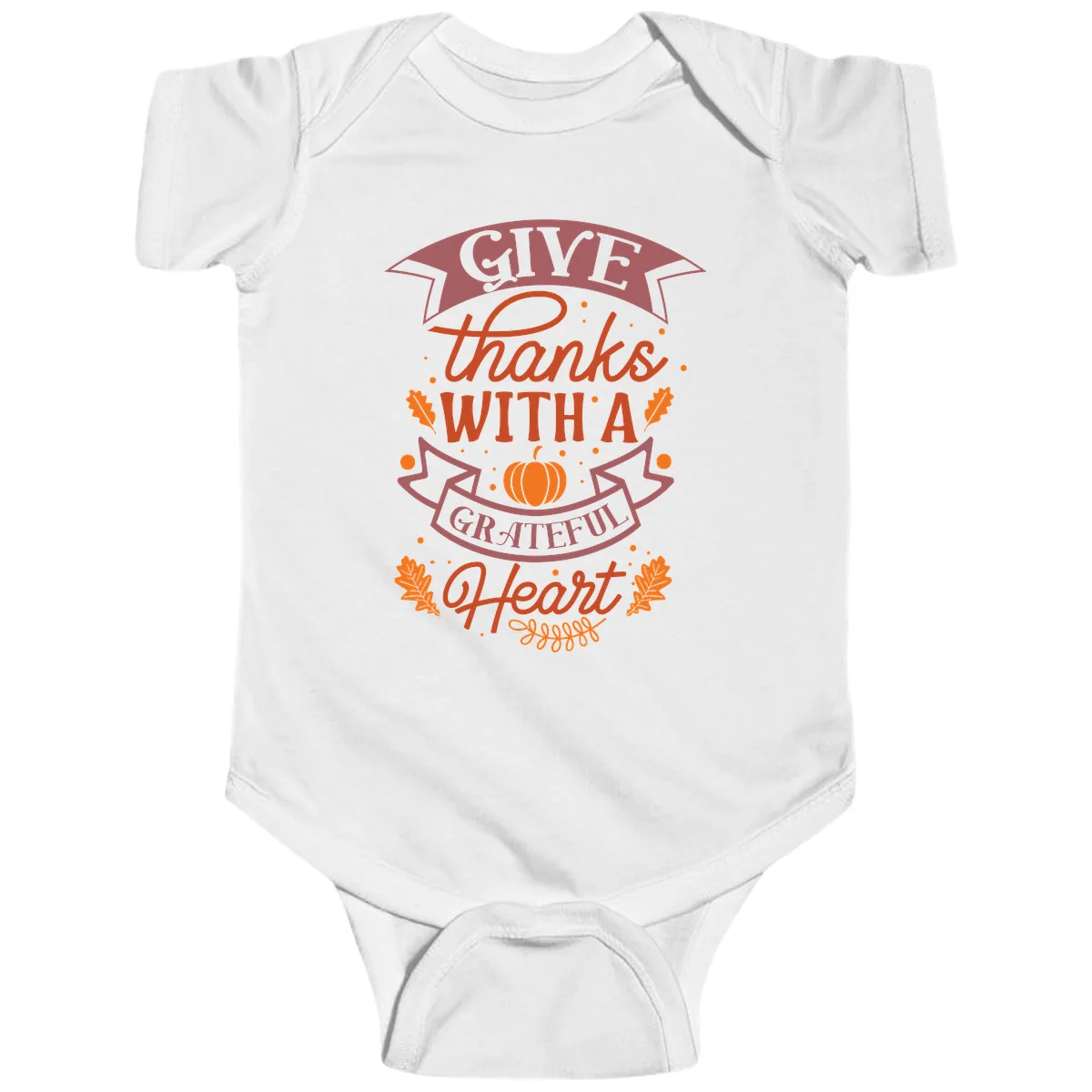 Give Thanks With A Grateful Heart Thanksgiving Baby Onesie in White