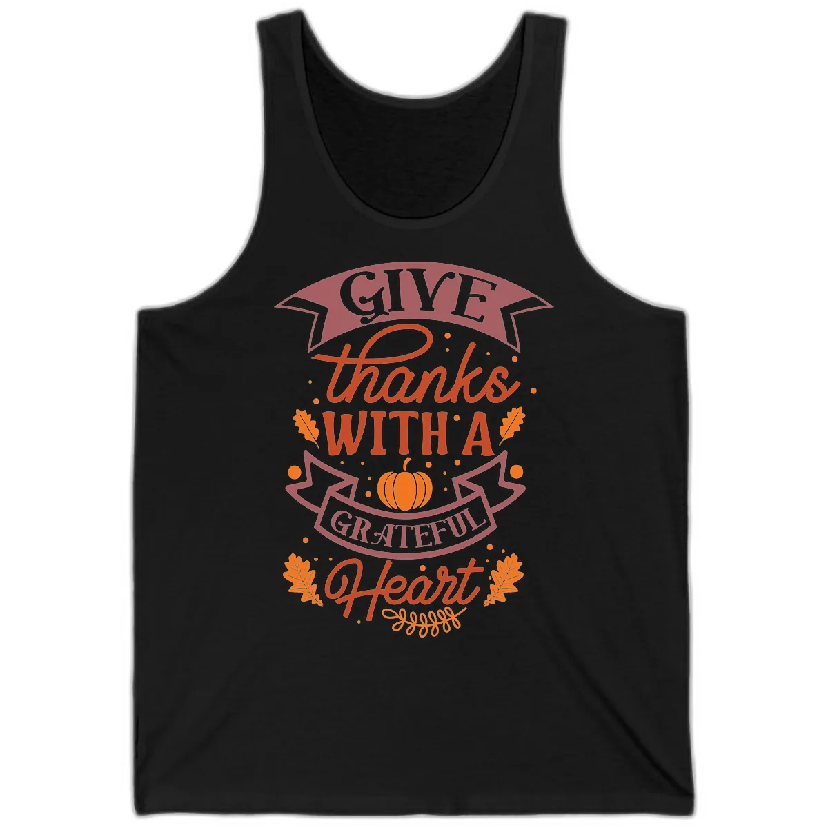 Give Thanks With A Grateful Heart Thanksgiving Tank in Black