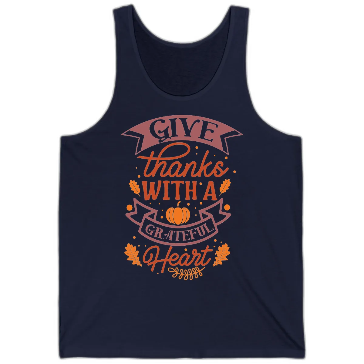Give Thanks With A Grateful Heart Thanksgiving Tank in Navy