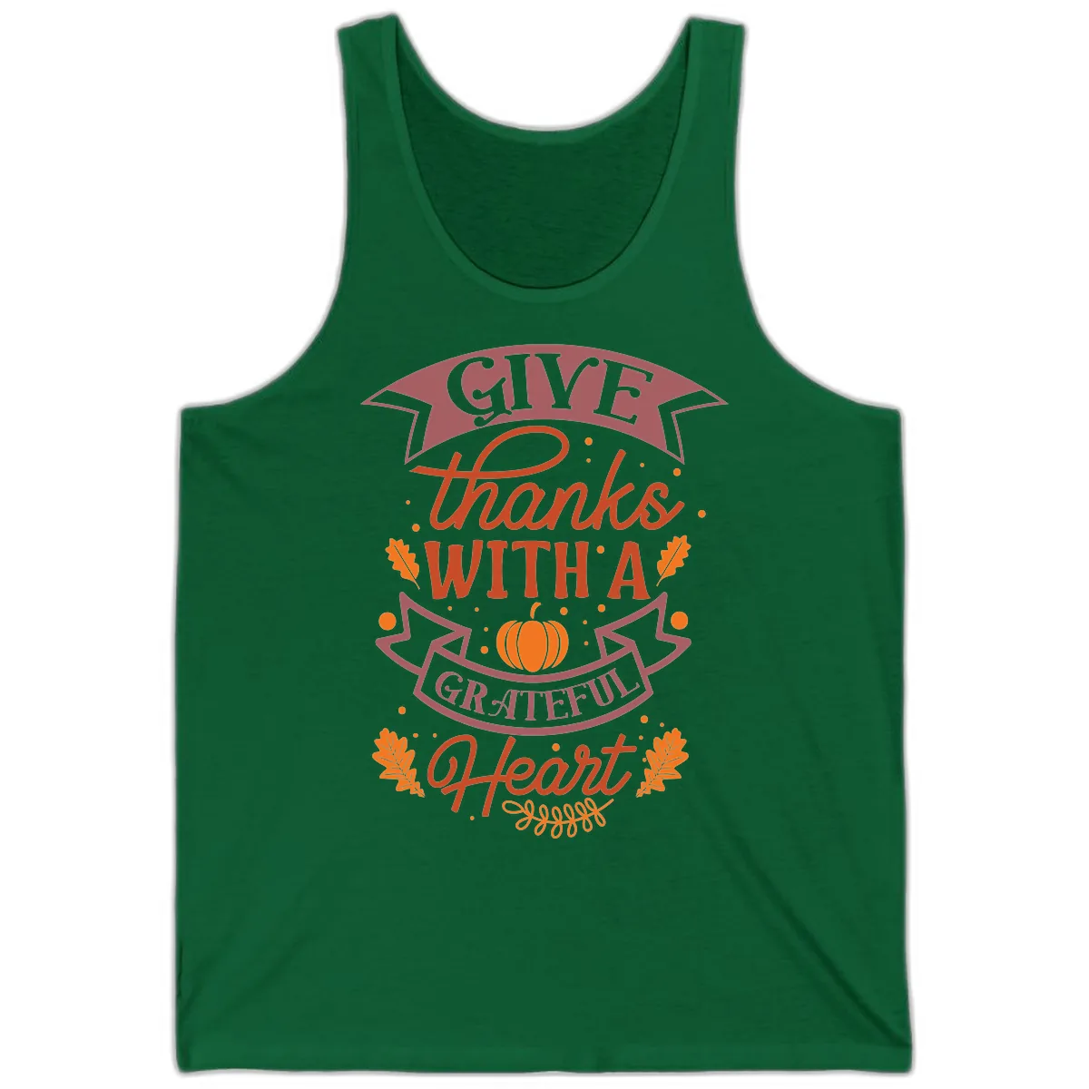 Give Thanks With A Grateful Heart Thanksgiving Tank in Kelly