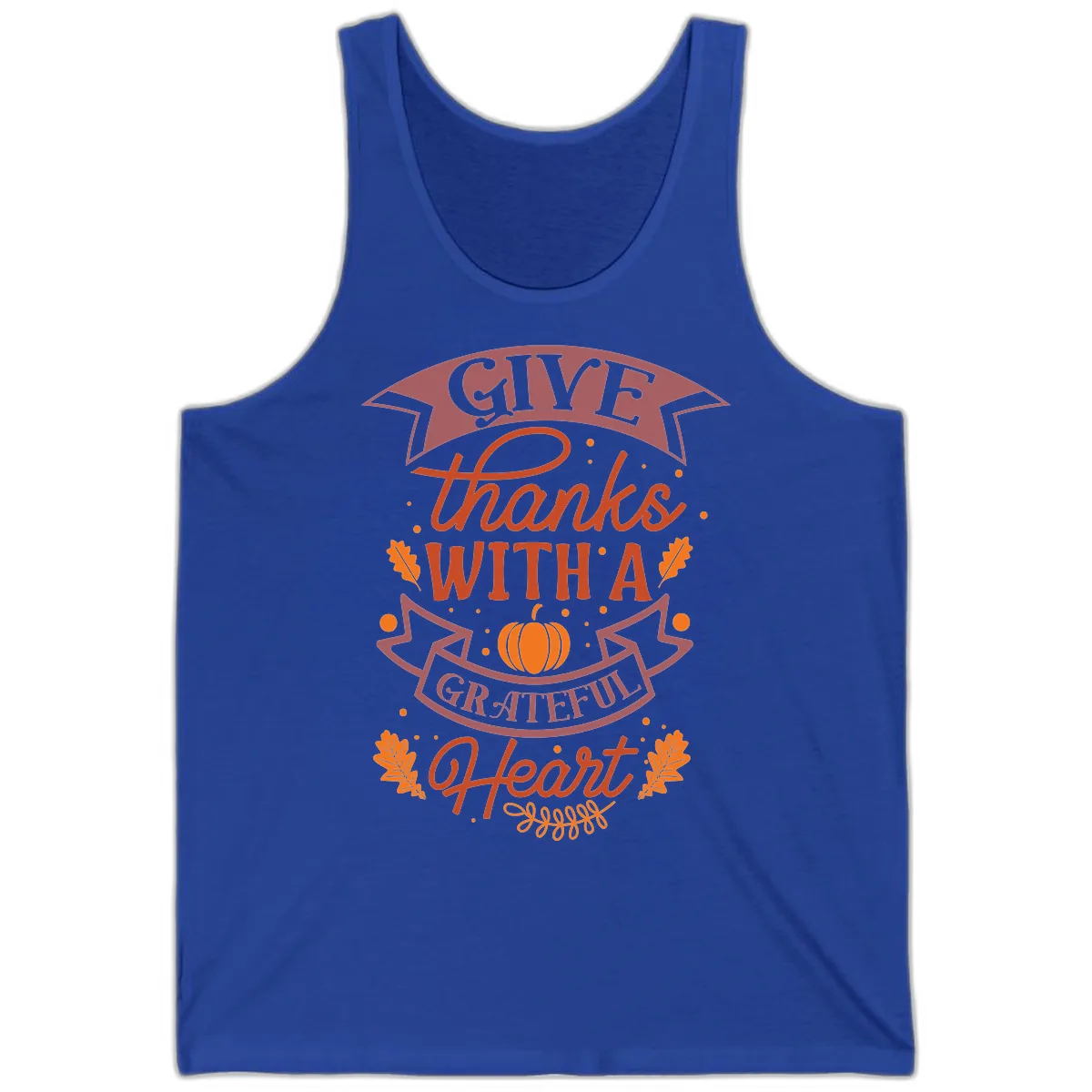 Give Thanks With A Grateful Heart Thanksgiving Tank in True Royal