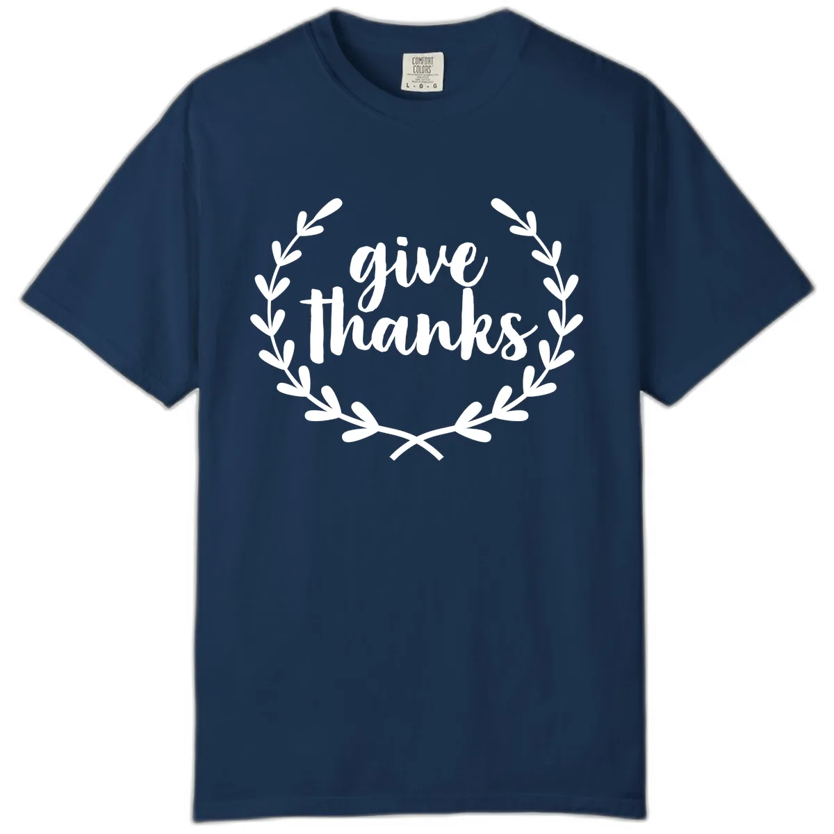 Give Thanks Laurel Wreath Comfort Color in Navy