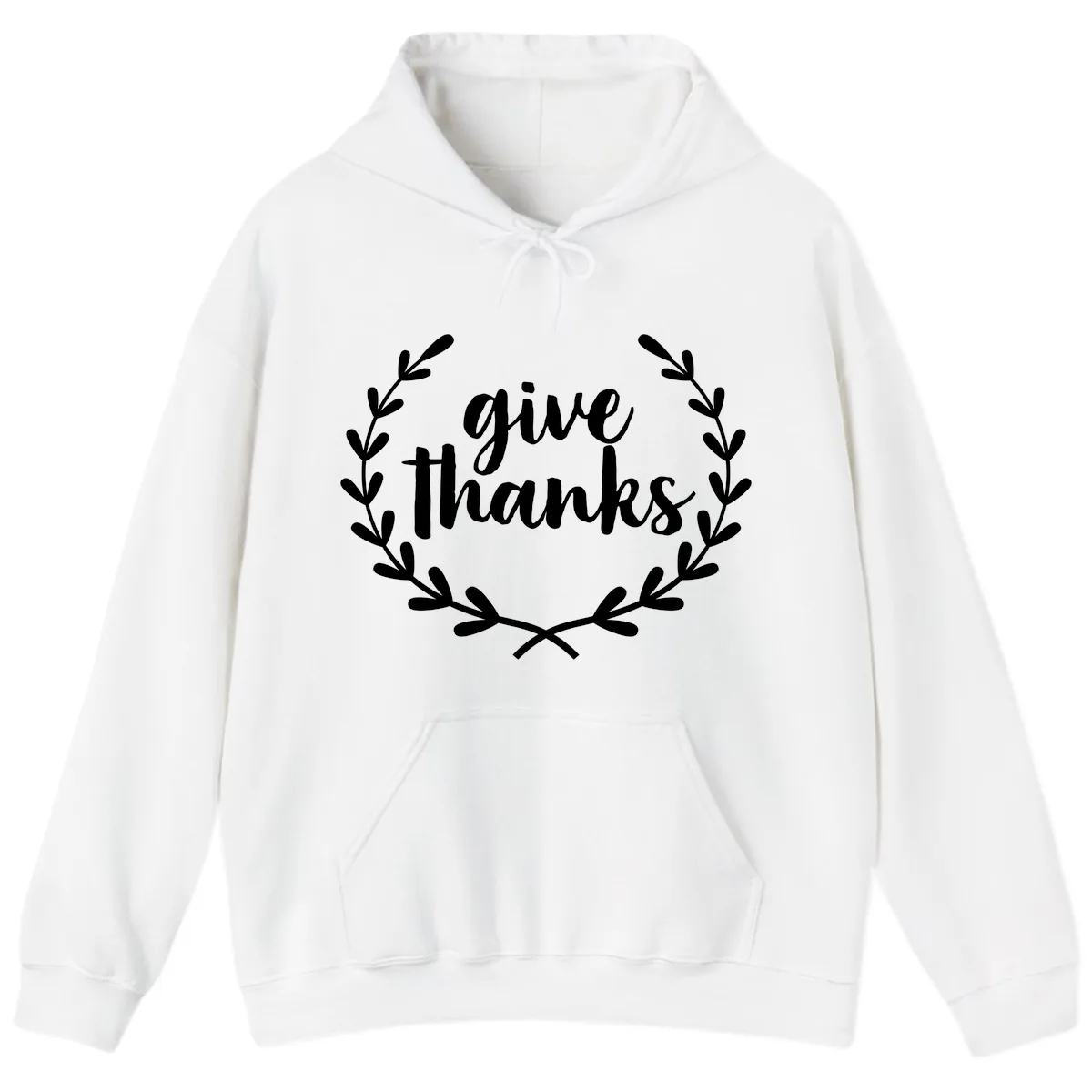 Give Thanks Laurel Wreath Hoodie in White