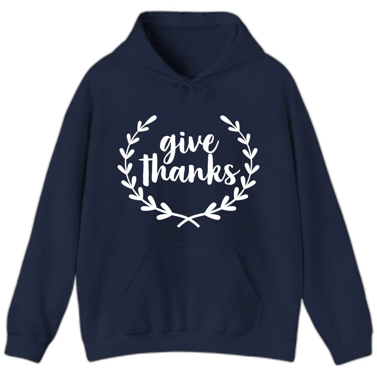 Give Thanks Laurel Wreath Hoodie in Navy