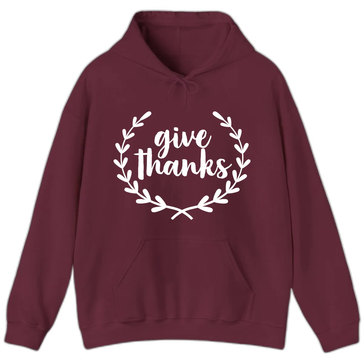 Give Thanks Laurel Wreath Hoodie in Maroon