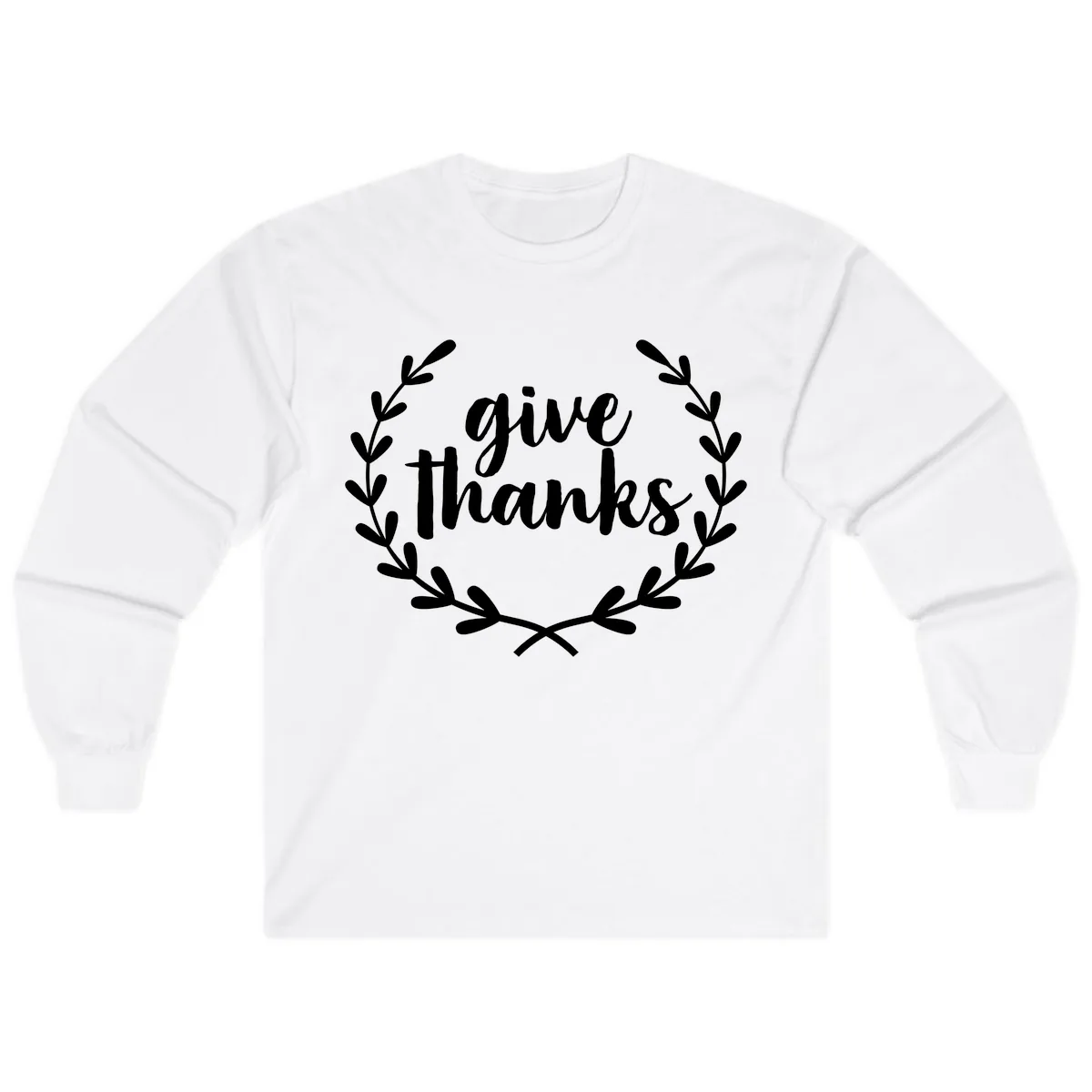 Give Thanks Laurel Wreath Long Sleeve in White