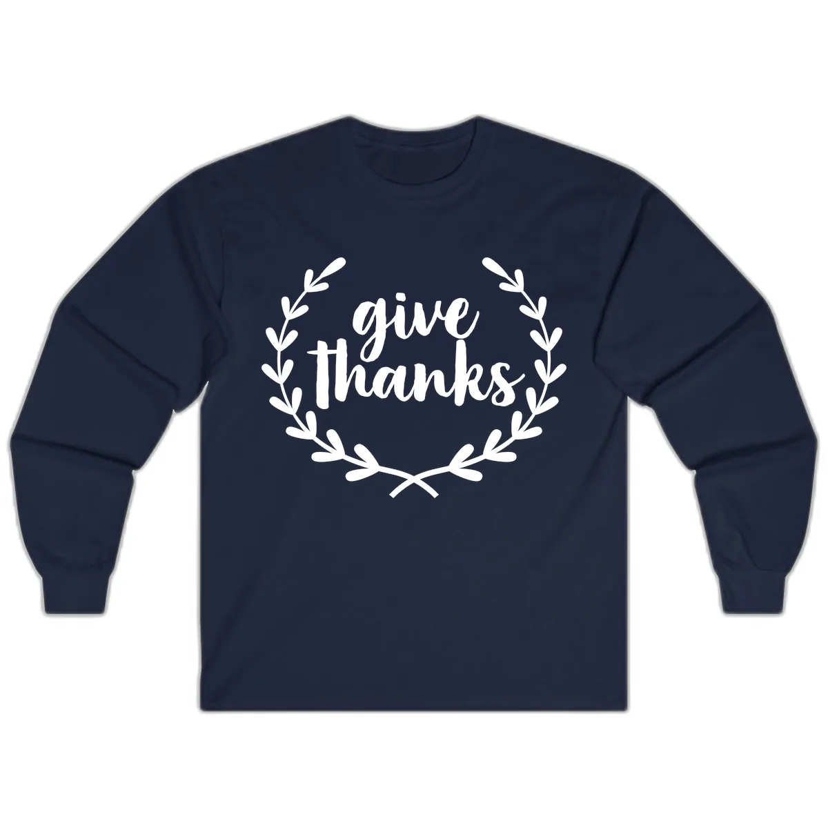 Give Thanks Laurel Wreath Long Sleeve in Navy