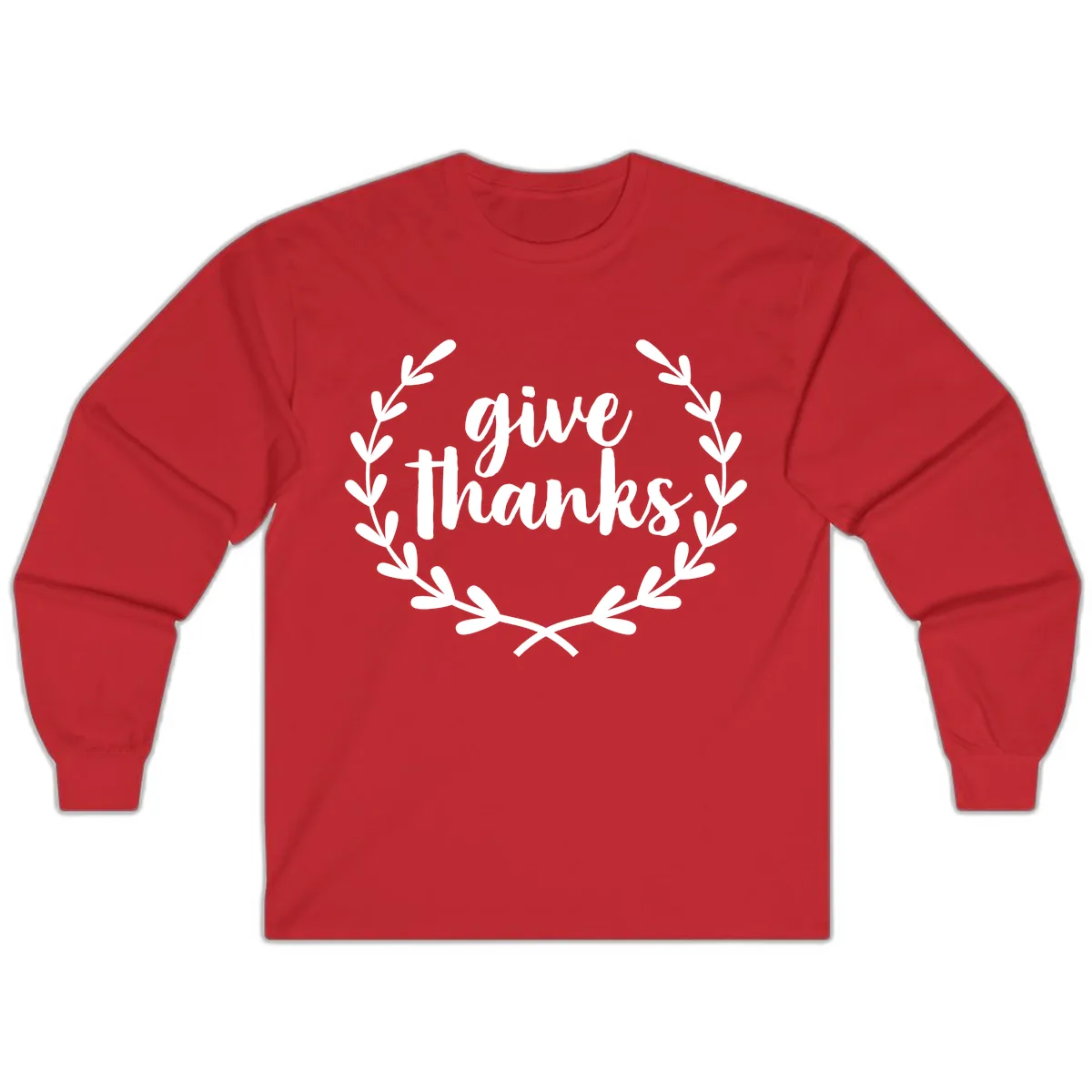Give Thanks Laurel Wreath Long Sleeve in Red
