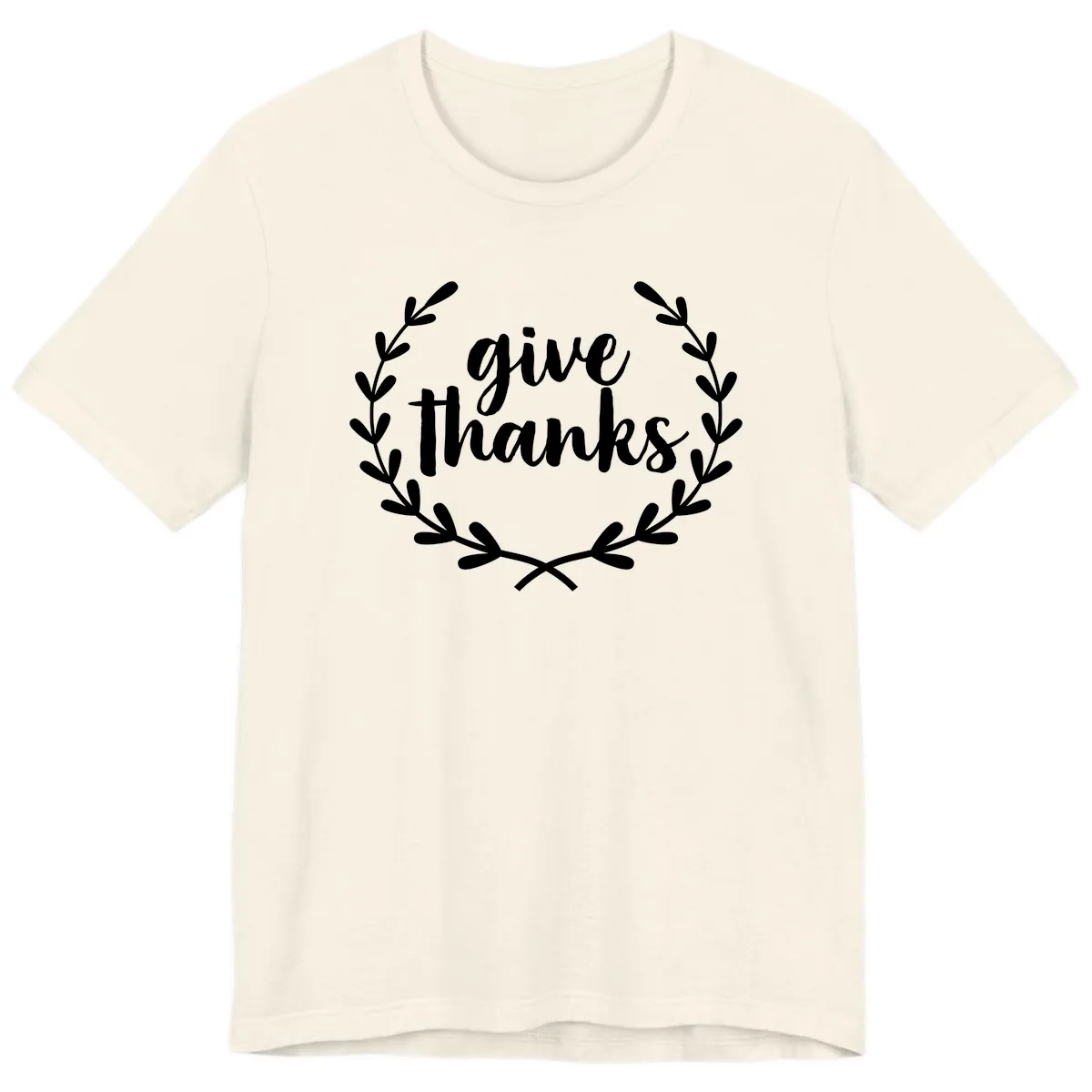 Give Thanks Laurel Wreath Premium T-Shirt in Natural