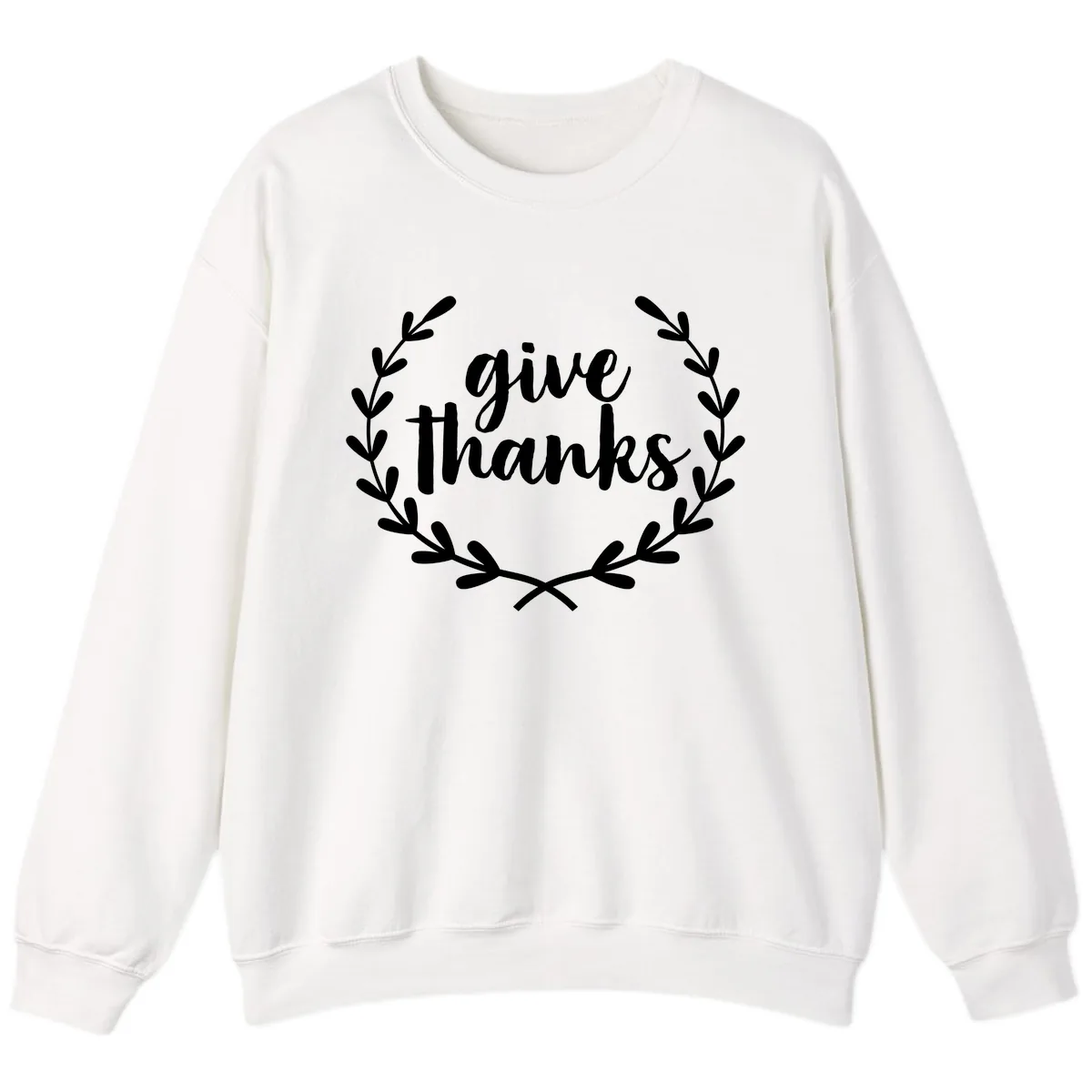 Give Thanks Laurel Wreath Sweatshirt in White