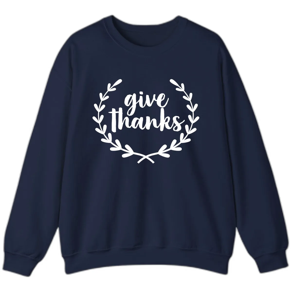 Give Thanks Laurel Wreath Sweatshirt in Navy
