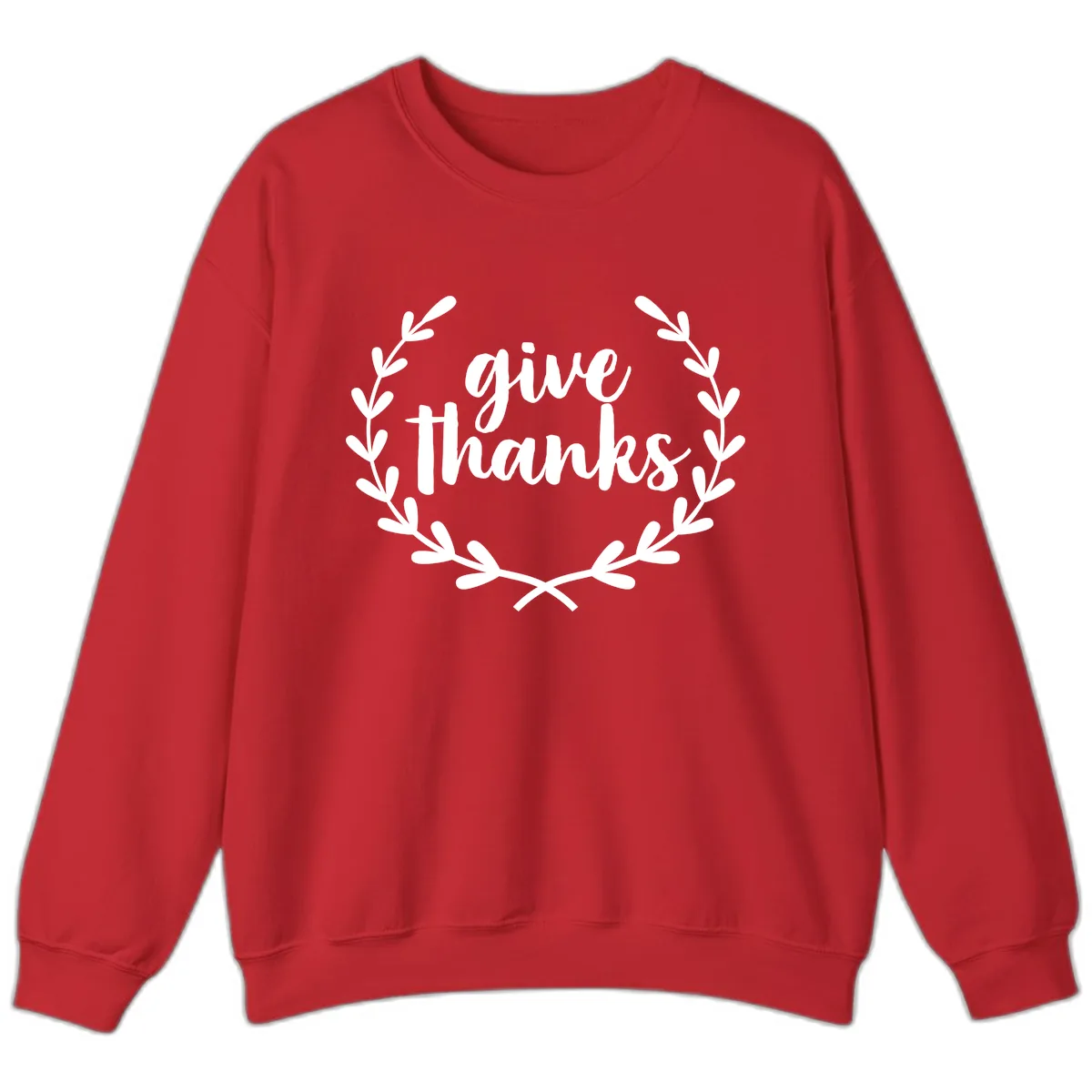 Give Thanks Laurel Wreath Sweatshirt in Red